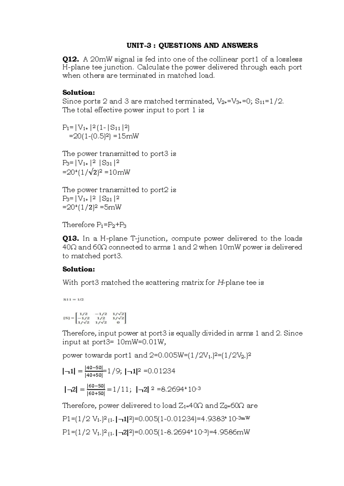 Microwave Engineering Exam Notes for UE18EC303 & UE17EC353 - 5th Sem ...