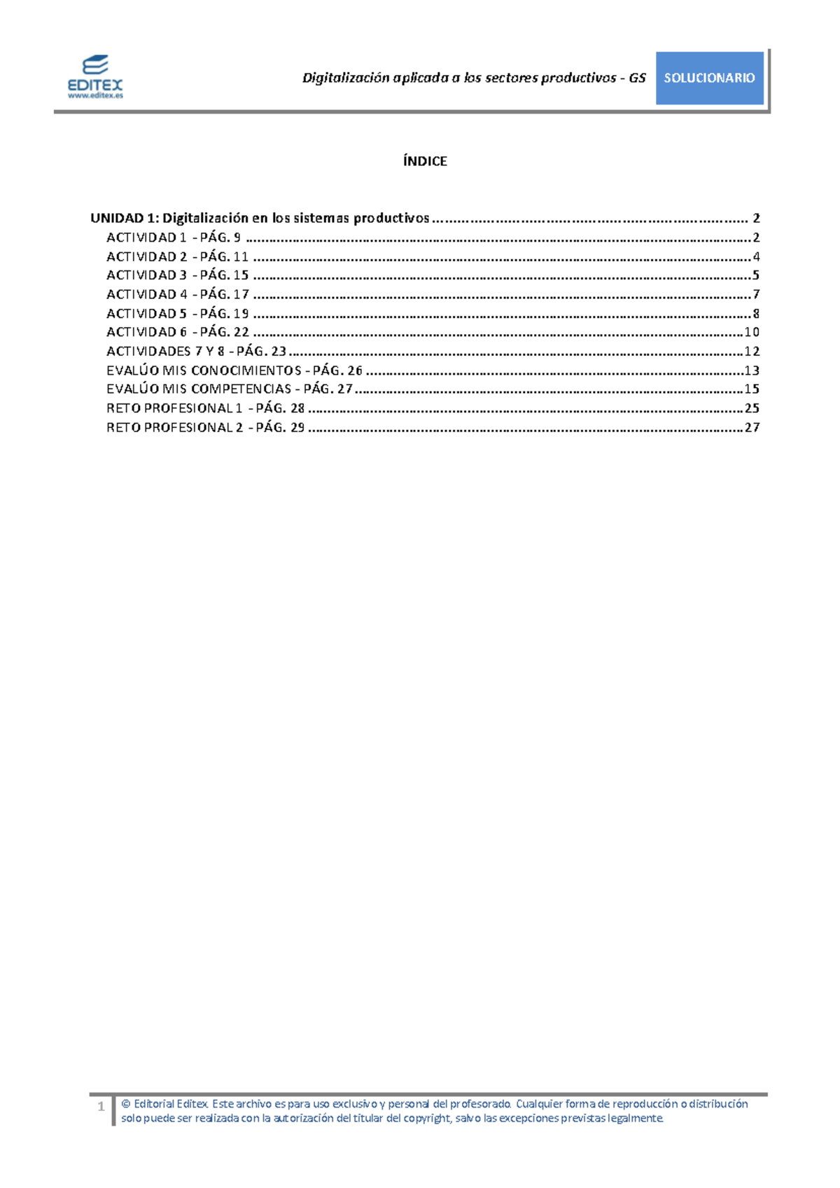 DIG UD1 Solucionario - Actividades sobre Digitalización en Sistemas Productivos - Document Preview