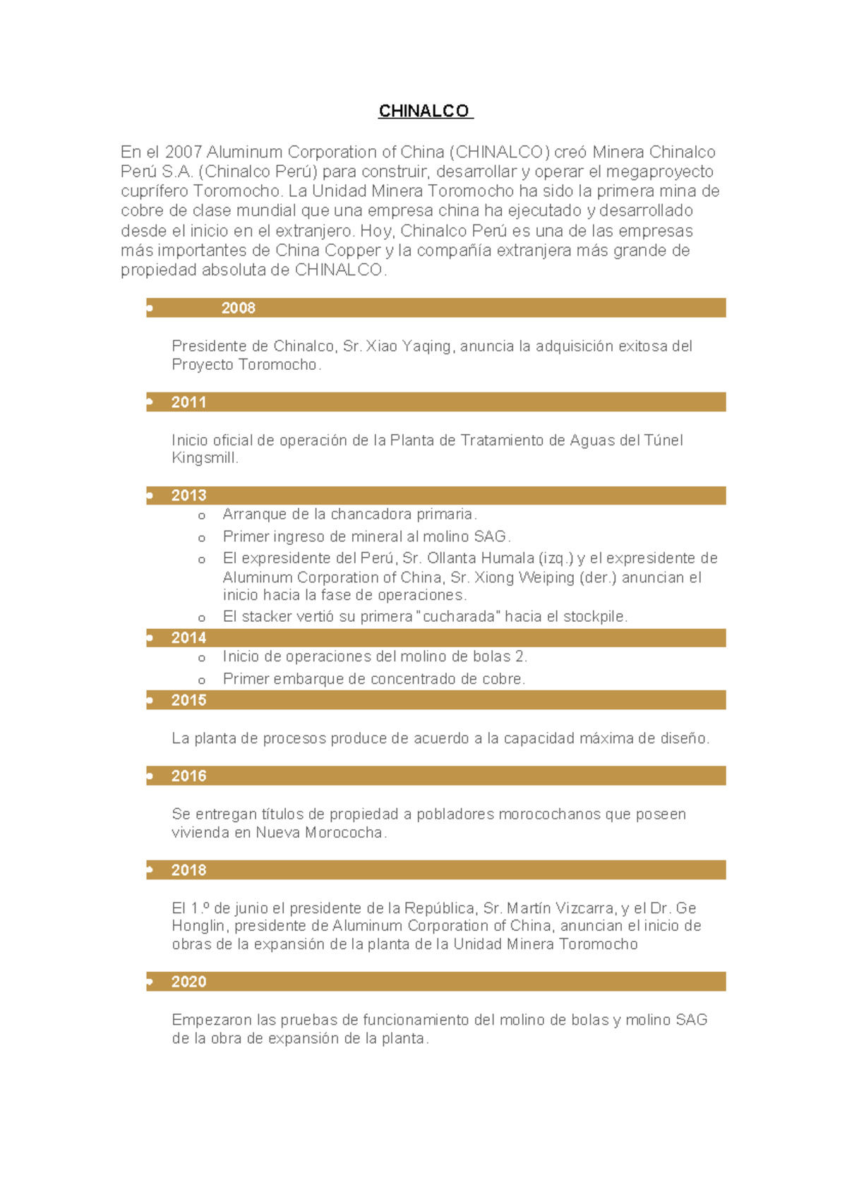 Chinalco - ayuda - CHINALCO En el 2007 Aluminum Corporation of China ...