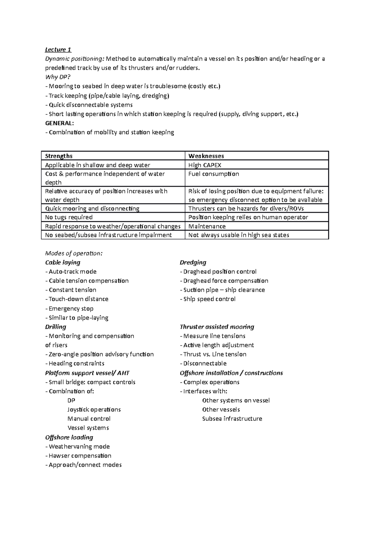 DP 4500: Summary of Dynamic Positioning Principles and Operations ...