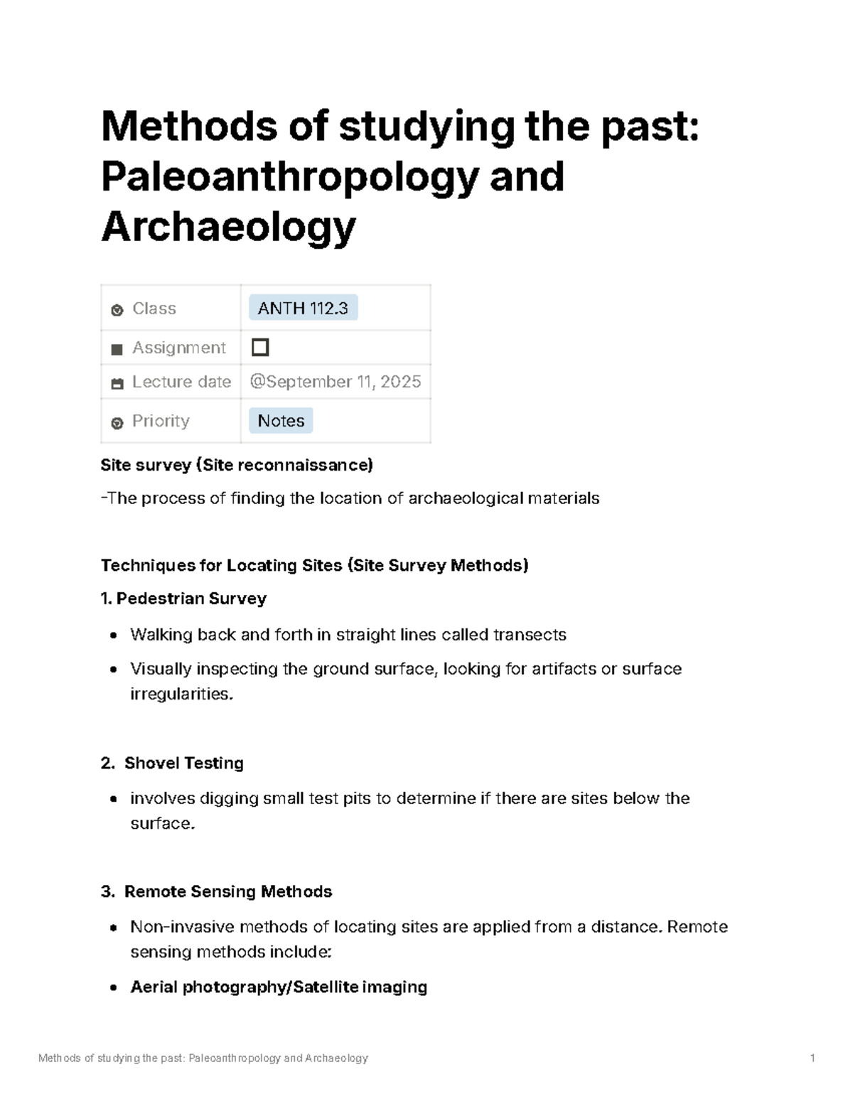ANTH 112.3 Lecture Notes: Site Survey Methods in Archaeology - Studocu