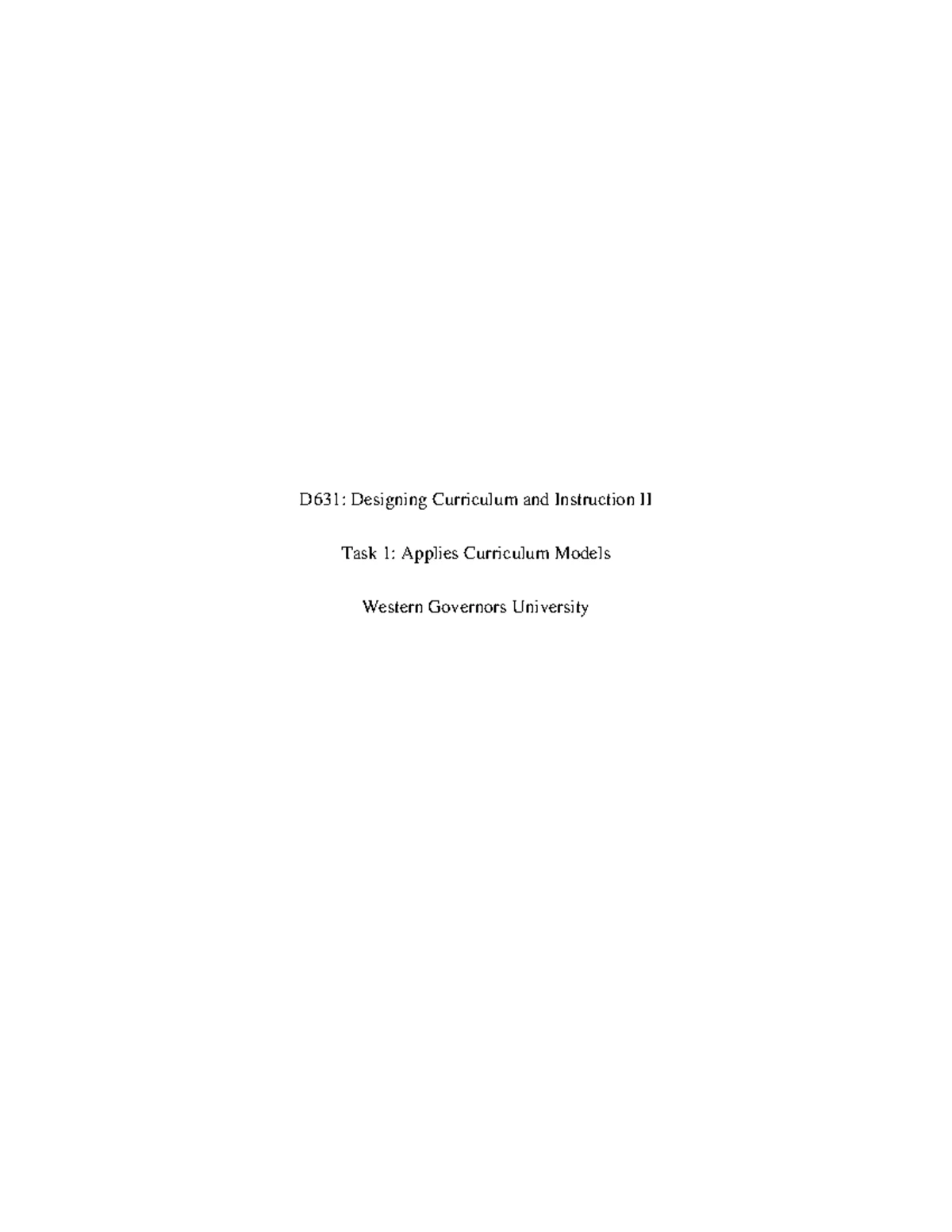 D631 Designing Curriculum Implementation Plan: Task 4 Overview - Studocu