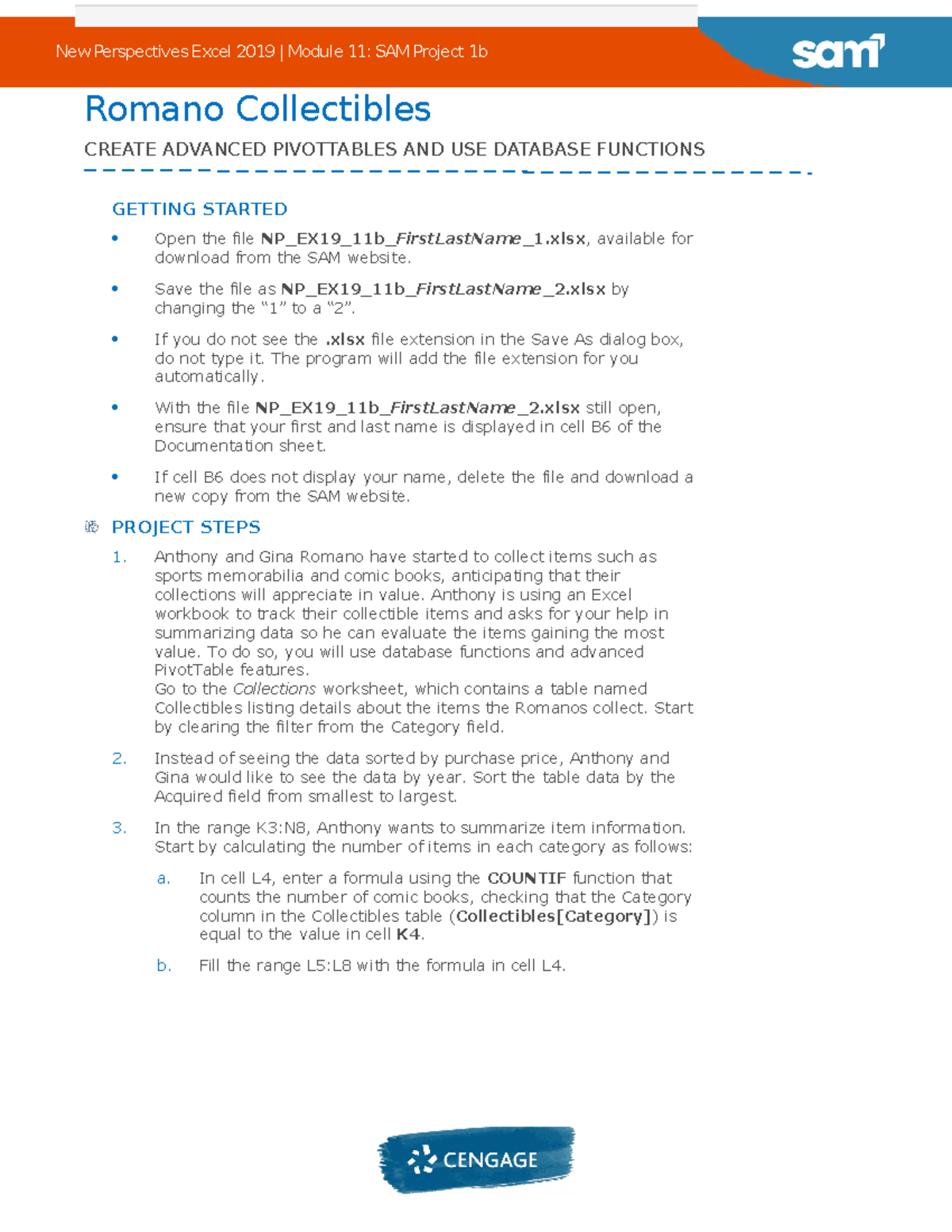 New Perspectives Excel 2019 | Module 11: SAM Project 1b Instructions ...