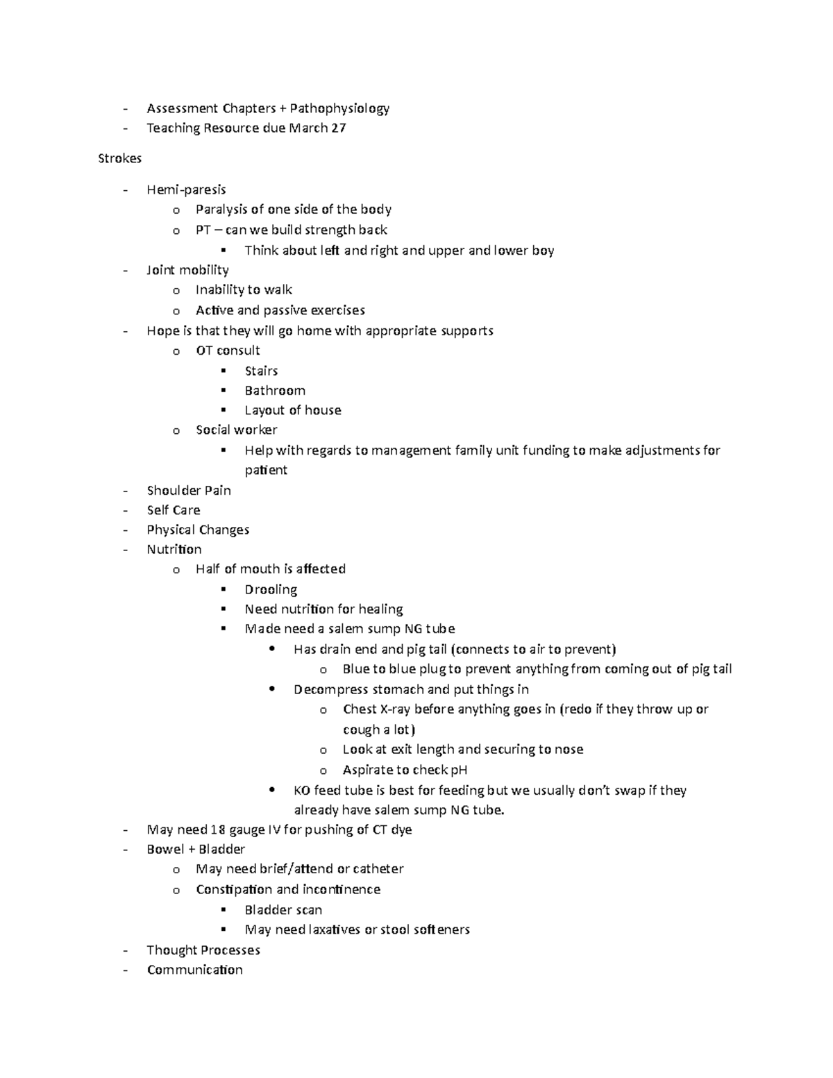 Week 5 - Class Notes - Assessment Chapters + Pathophysiology Teaching ...