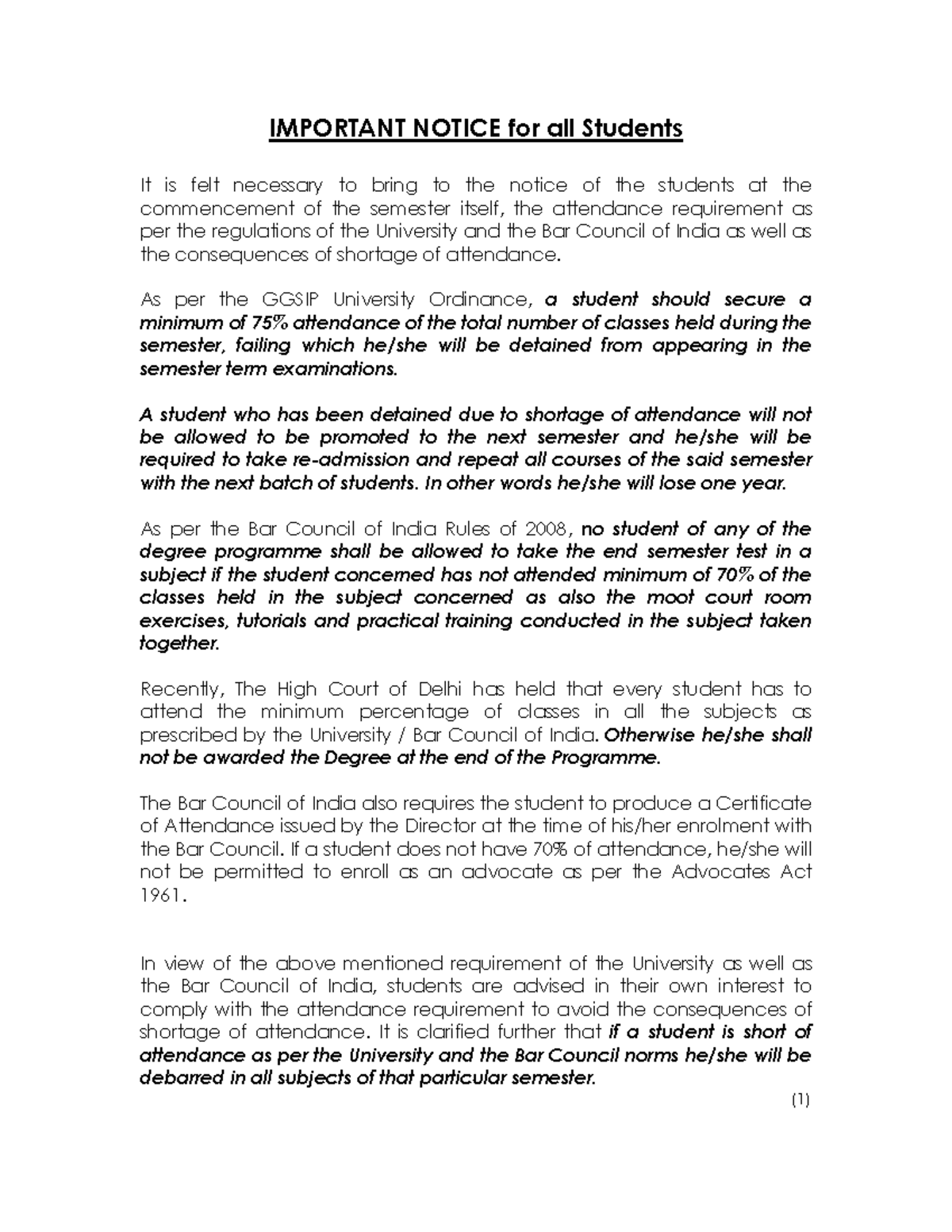 Im8p Noticeforallstudents - IMPORTANT NOTICE for all Students It is ...
