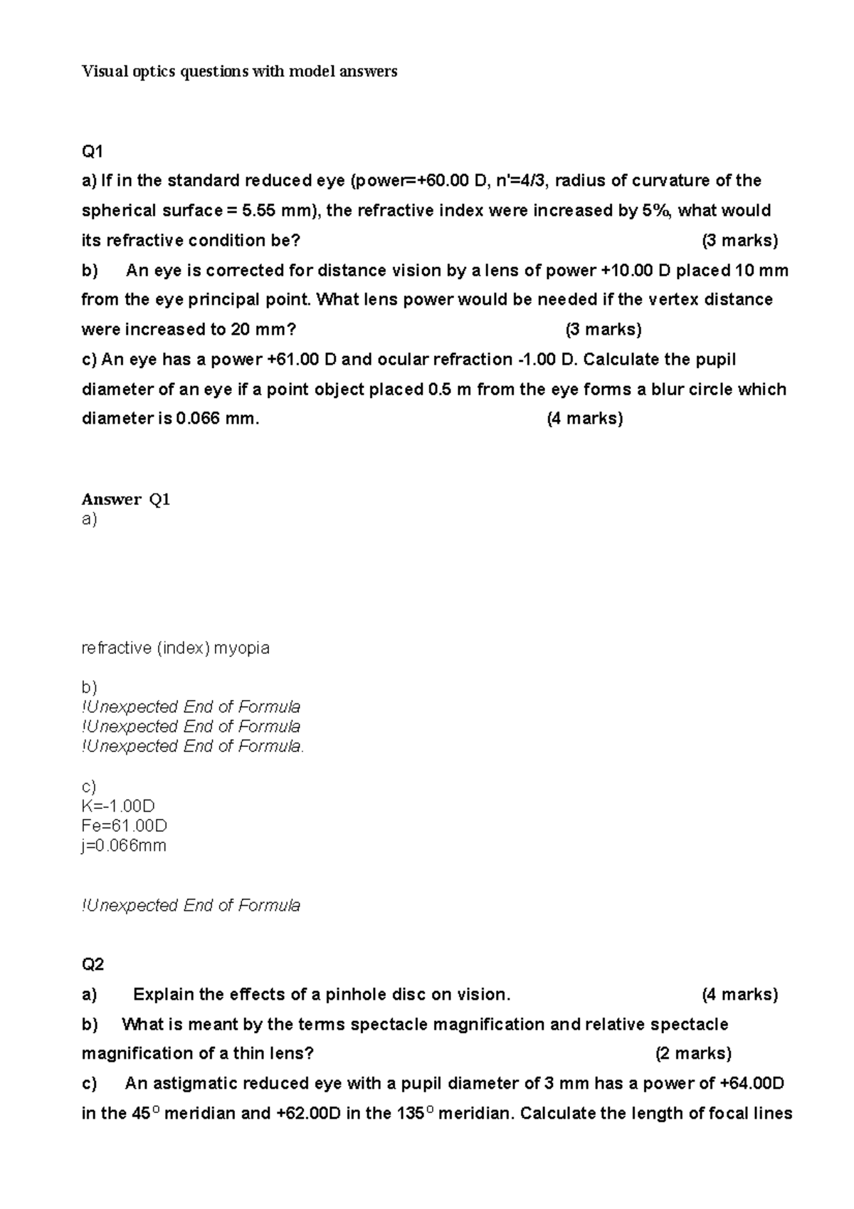 VORevisionquestions - exam - Visual optics questions with model answers ...