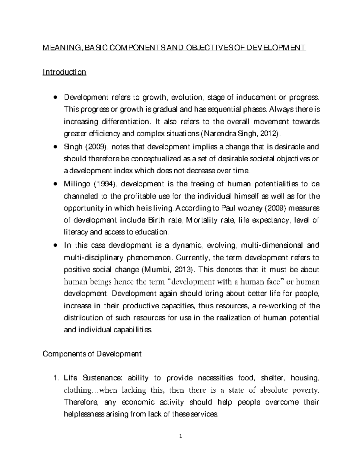 Development Introduction Notes: Key Components and Indicators - Studocu