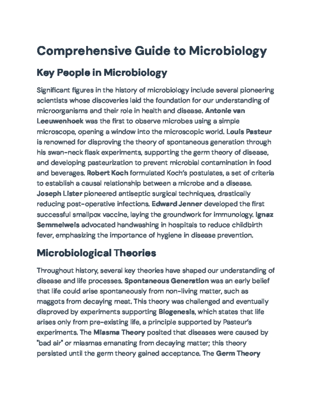Comprehensive Guide to Microbiology: Key Figures and Theories - Studocu