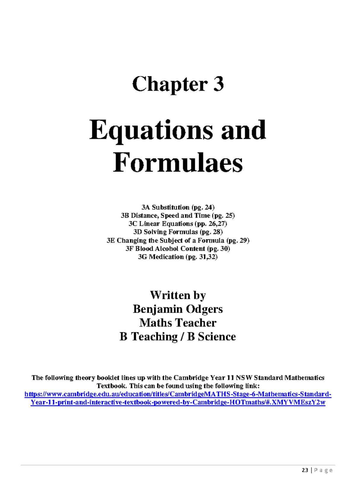 Equations and Formulae Notes – Chapter 3 (B. Odgers) - Studocu