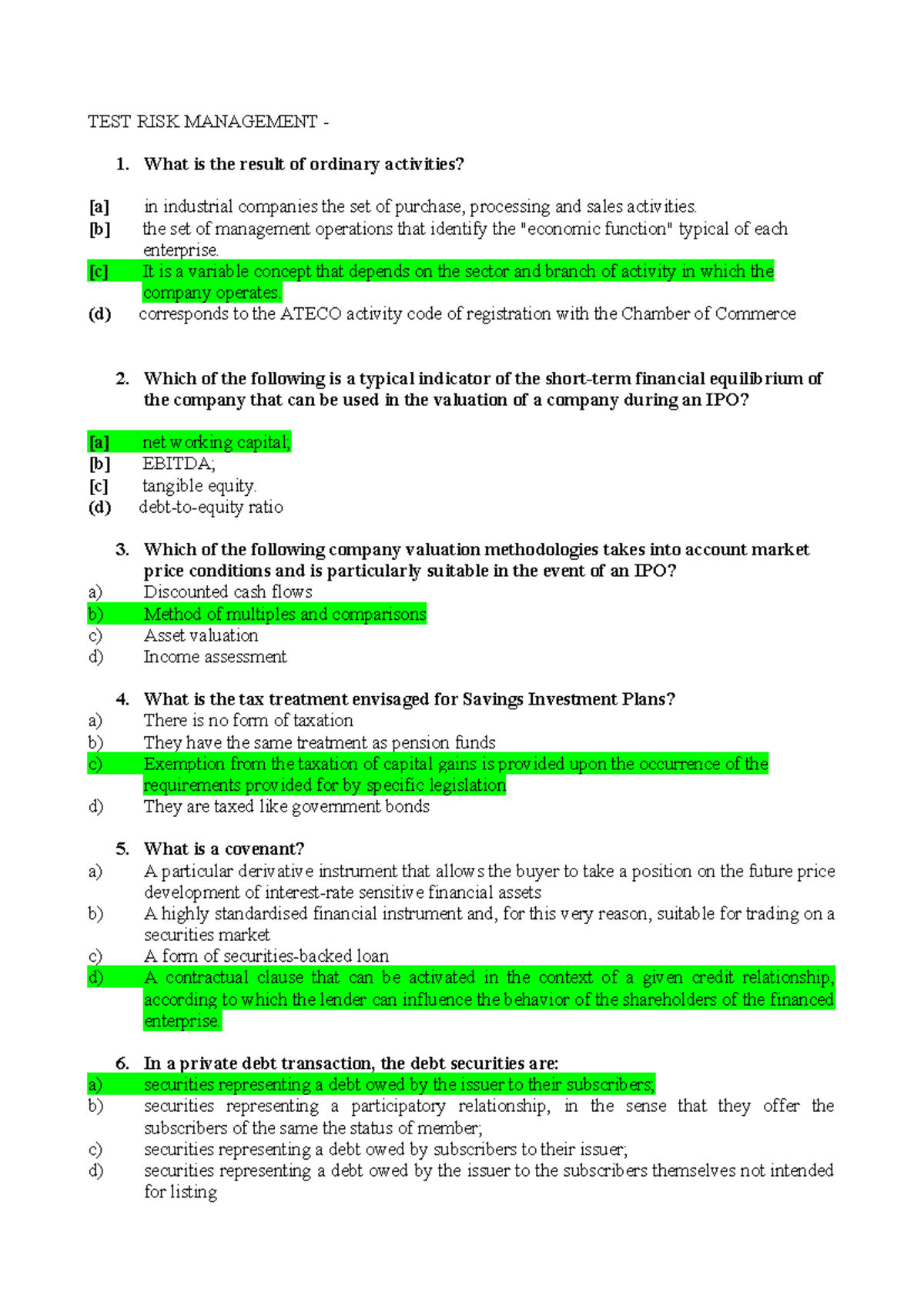 3 TEST RISK Management RIsposte - TEST RISK MANAGEMENT - What is the ...