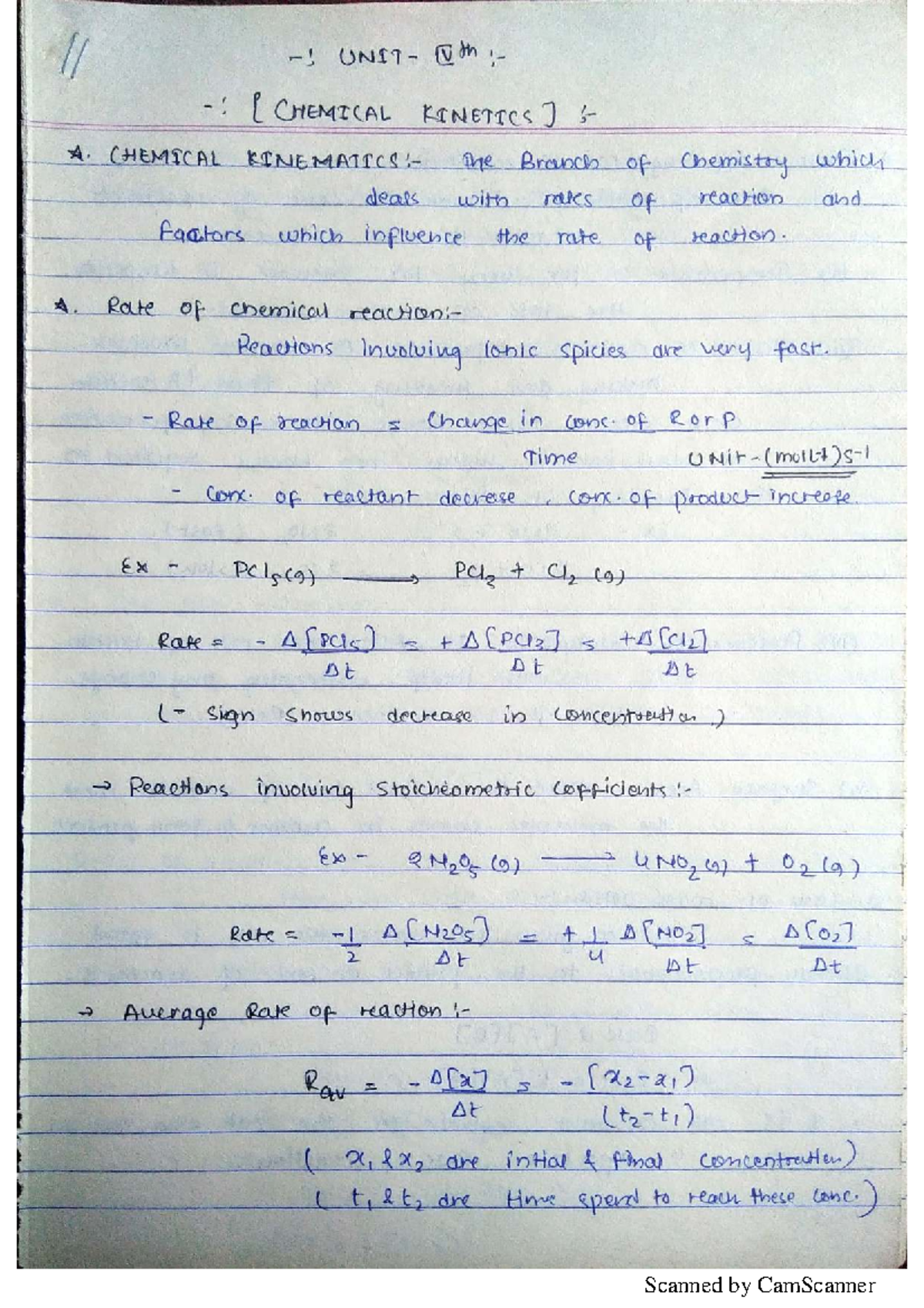 Vth CHEM 4: Chemical Kinetics Overview and Key Concepts - Studocu