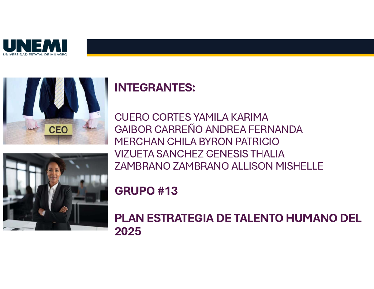 Plan Estrategia de Talento Humano 2025 - Grupo #13 - Studocu