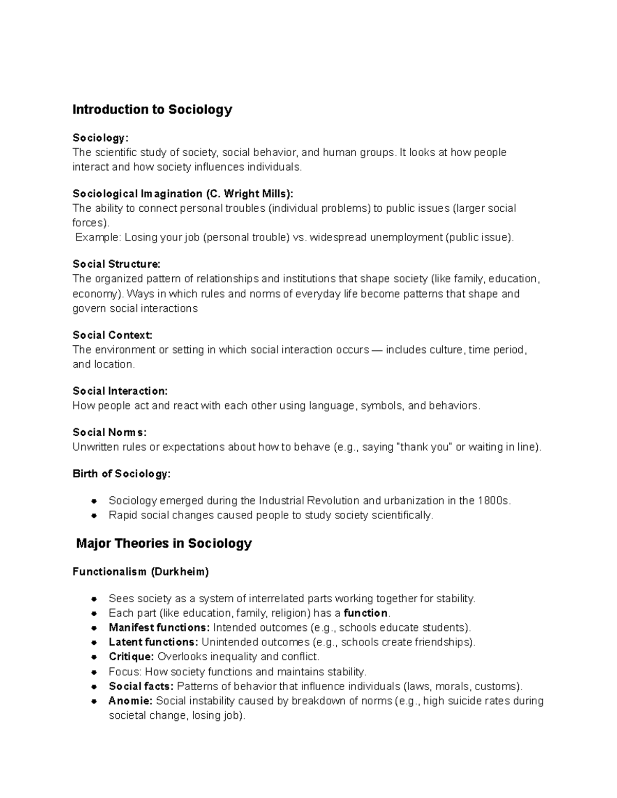 Introduction to Sociology (Rutgers) - Key Concepts and Theories - Studocu