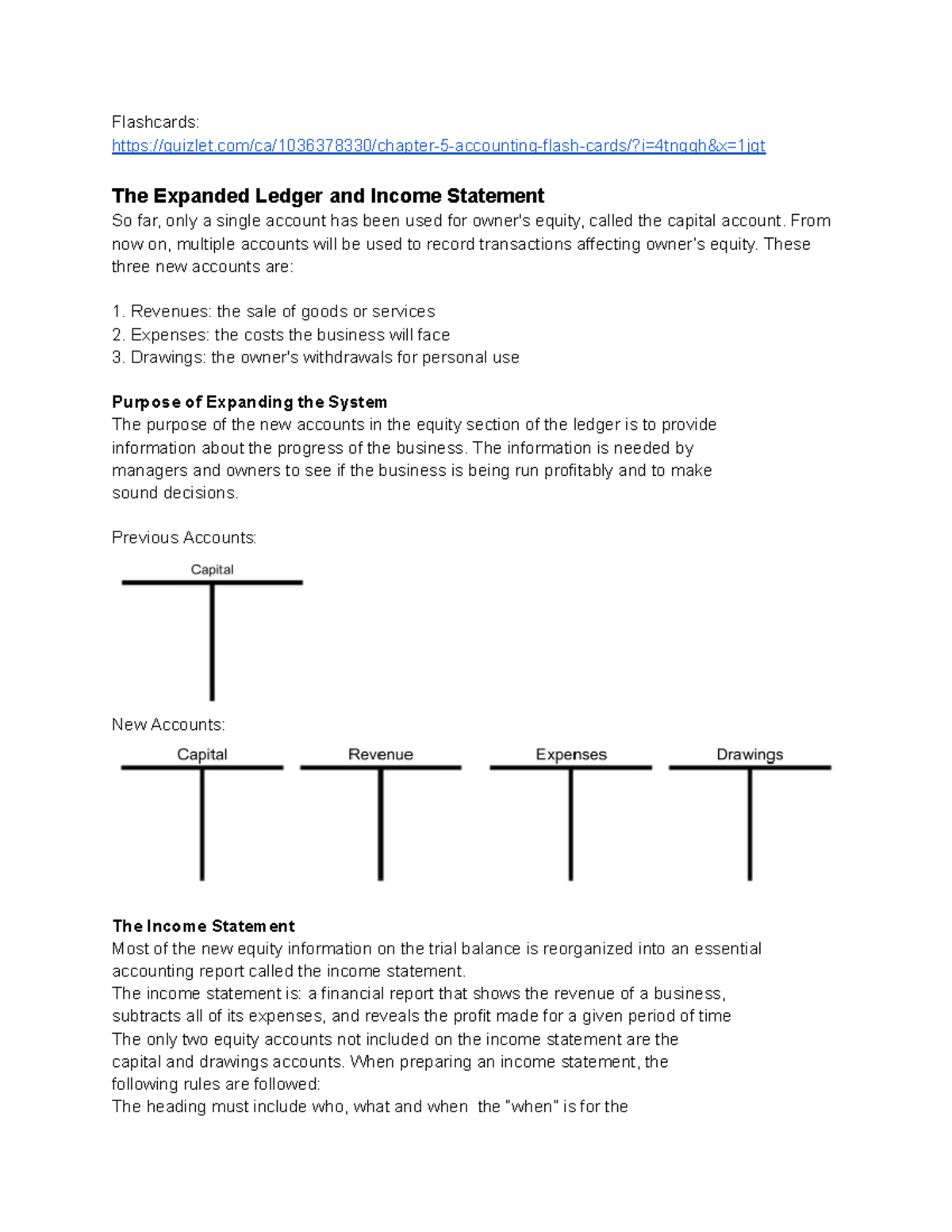 Chapter 5 Notes: Expanded Ledger & Income Statement Overview - Studocu