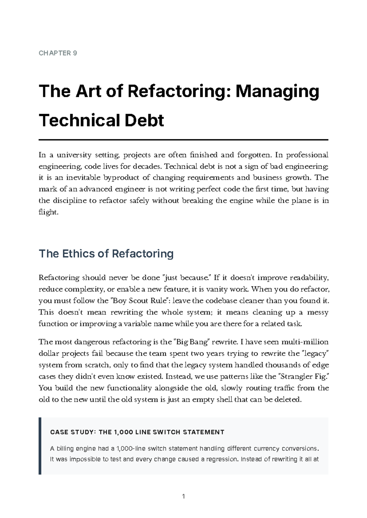 CHAPTER 9: The Art of Refactoring & Managing Technical Debt - Studocu