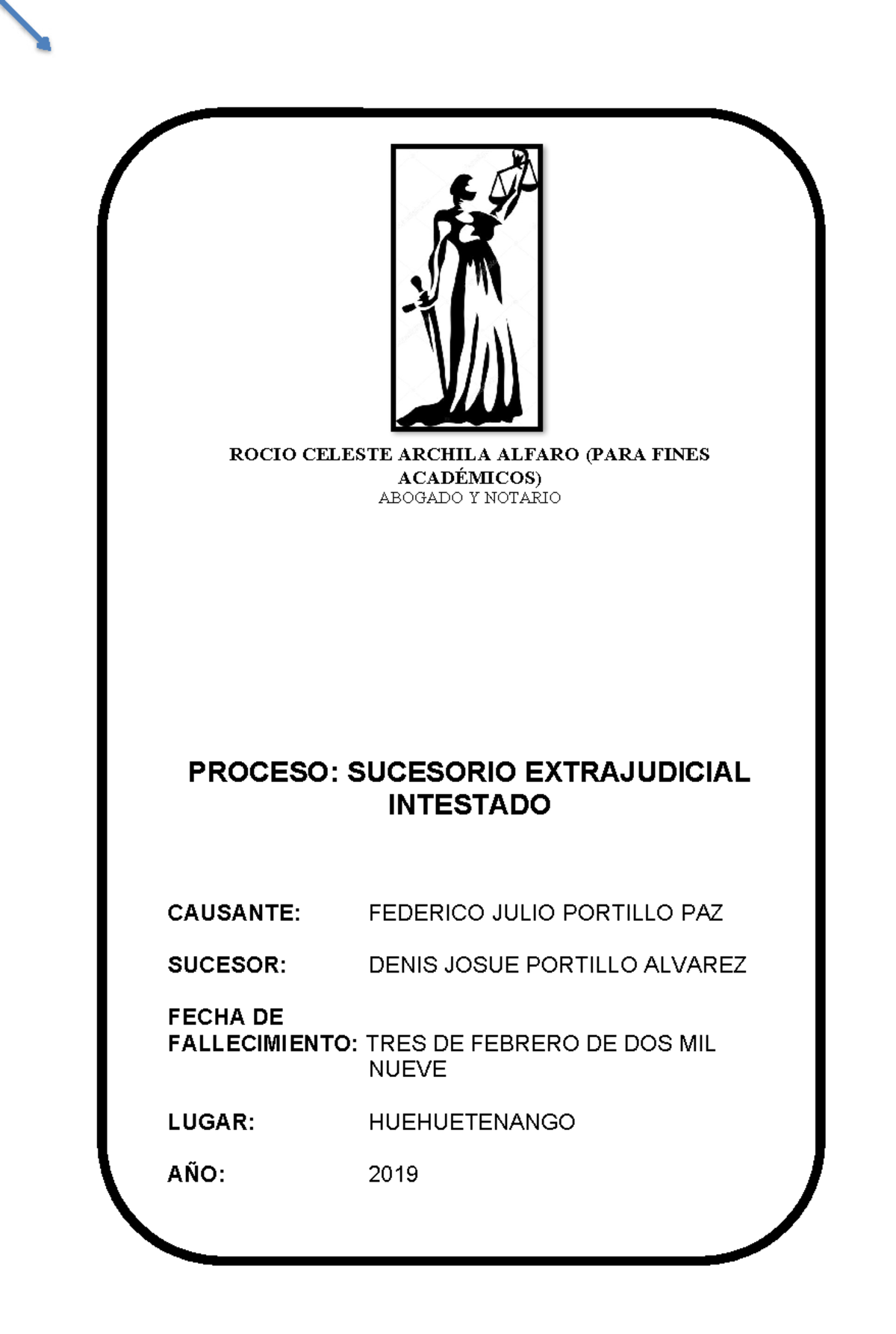 Expediente Proceso Sucesorio Intestado Extrajudicial - 2019 - Document Preview
