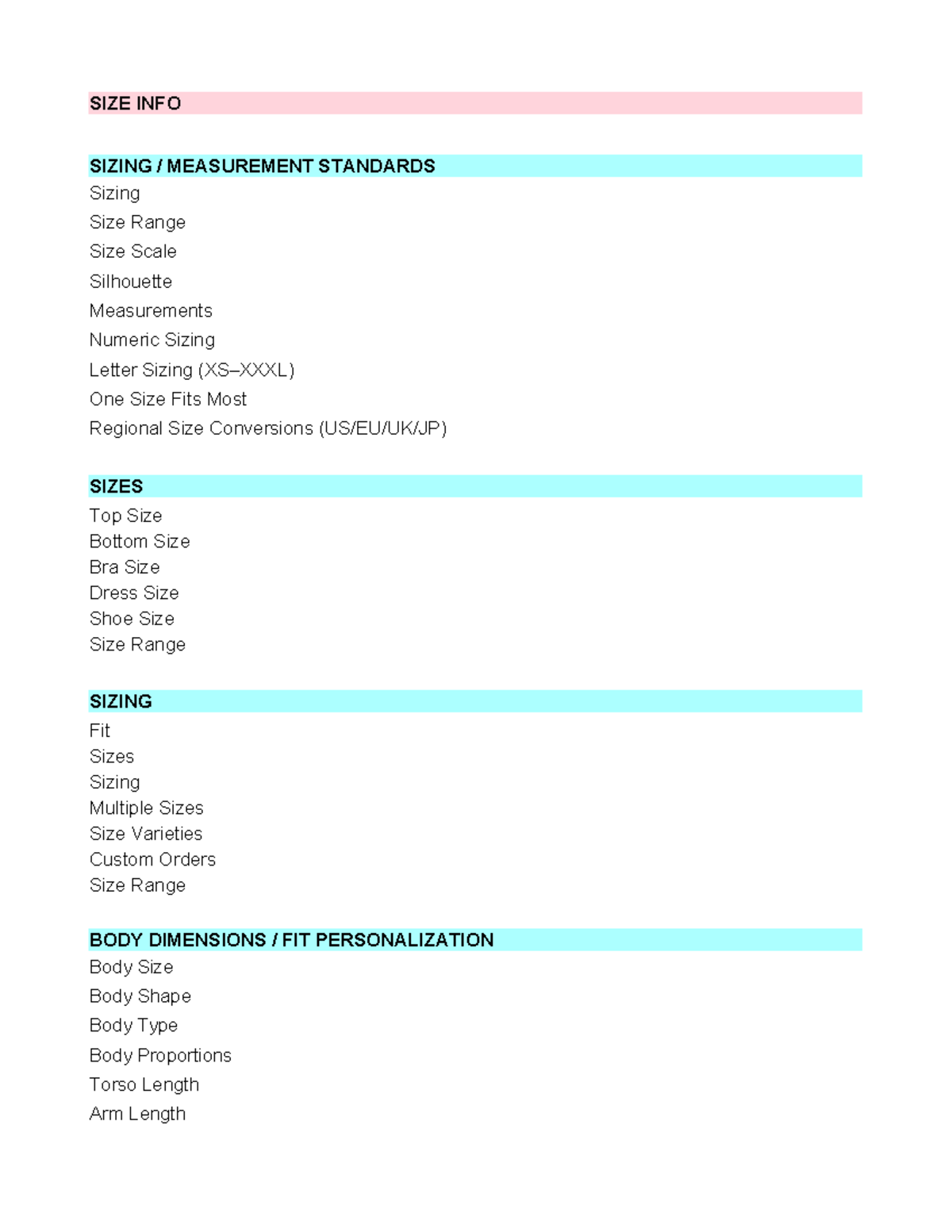 Sizing and Measurement Standards for Apparel Design and Fit - Tiếng Anh ...