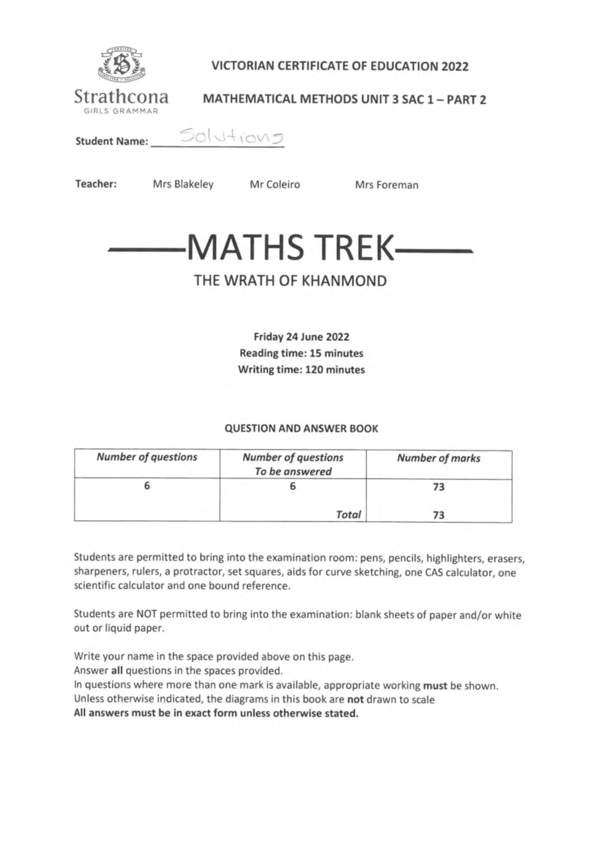 12MME SAC1 2022 Solutions - Mathematical Methods Part 2 Analysis - Studocu