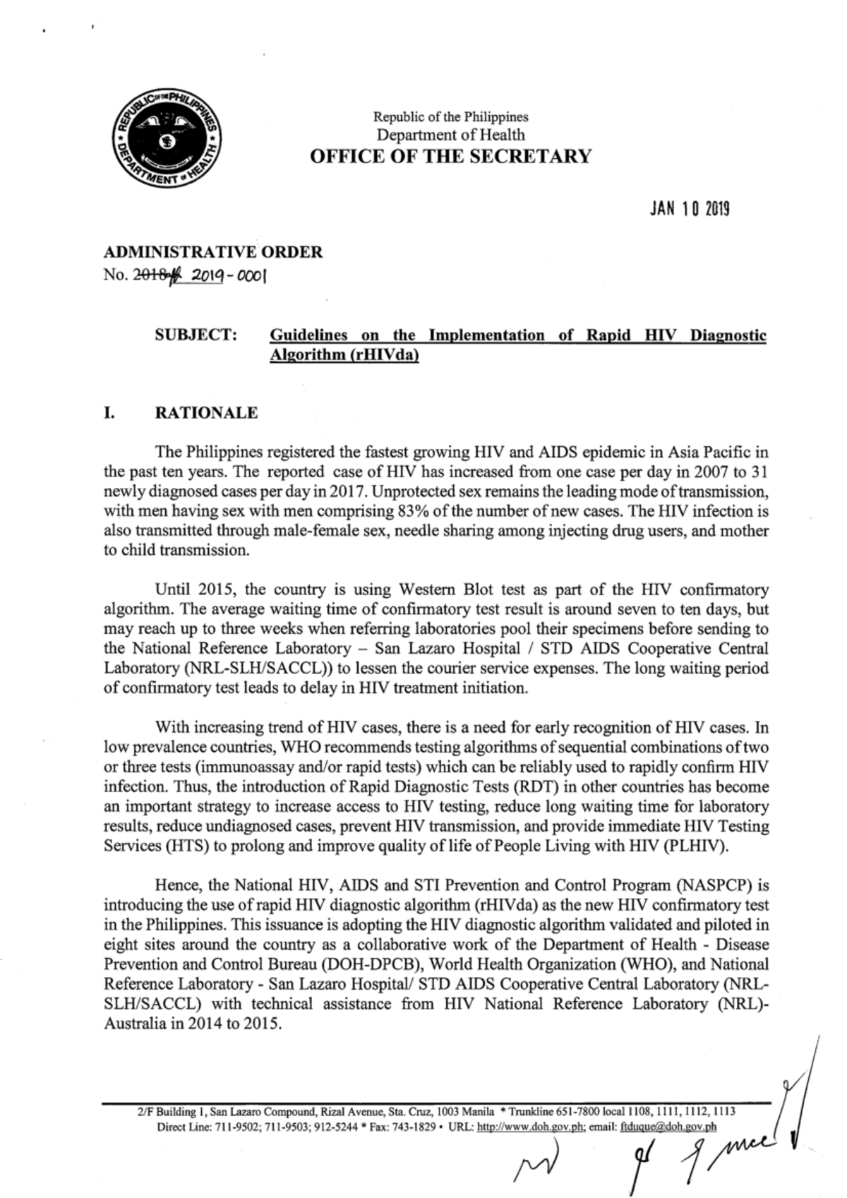 AO-No 2019-001 Guidelines for Rapid HIV Diagnostic Algorithm ...