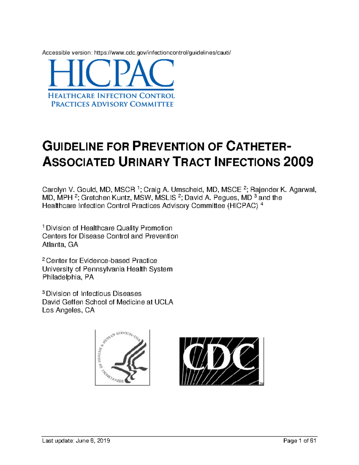 Guidelines for Prevention of Urinary Tract Infections - Studocu