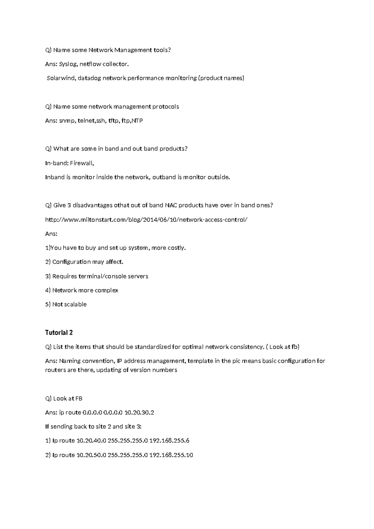 Network Management Tools and Protocols: Tutorial Notes - Studocu