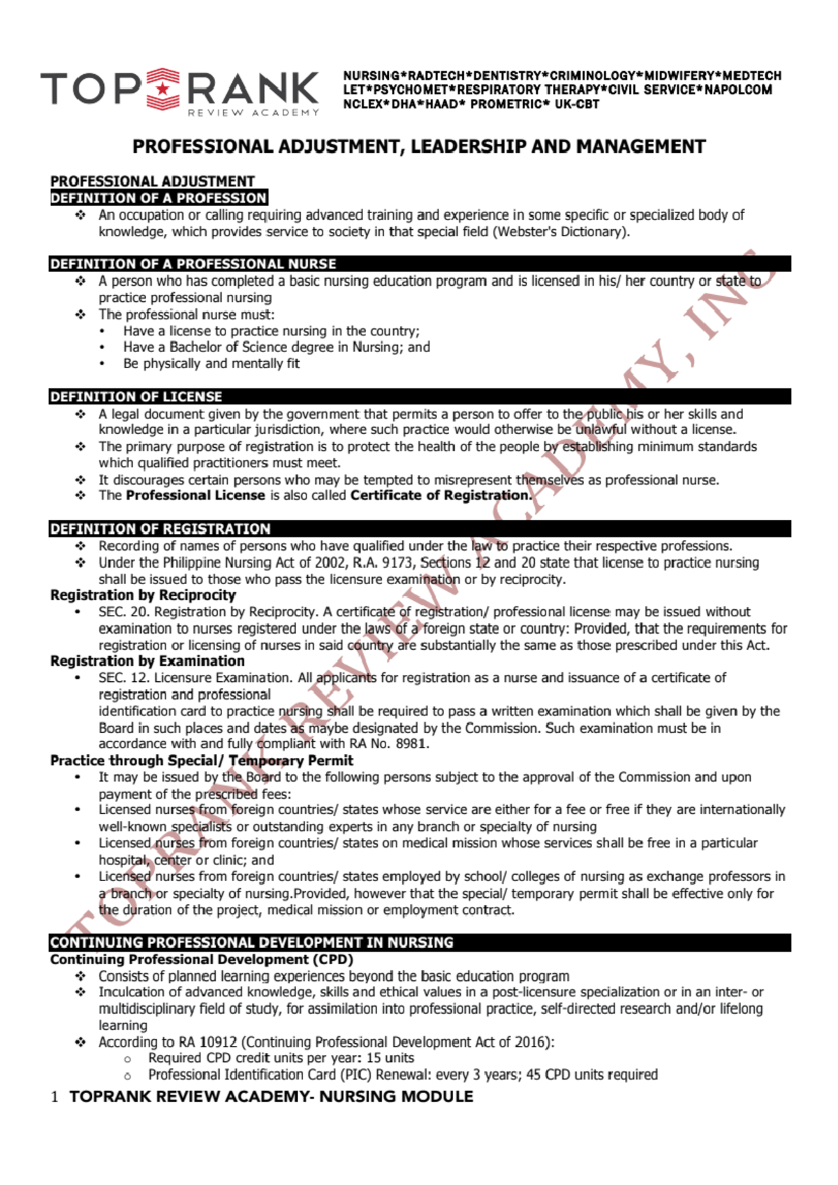 TOP RANK SERVICE NAPOLCOM REVIEW ACADEMY: Nursing Leadership ...