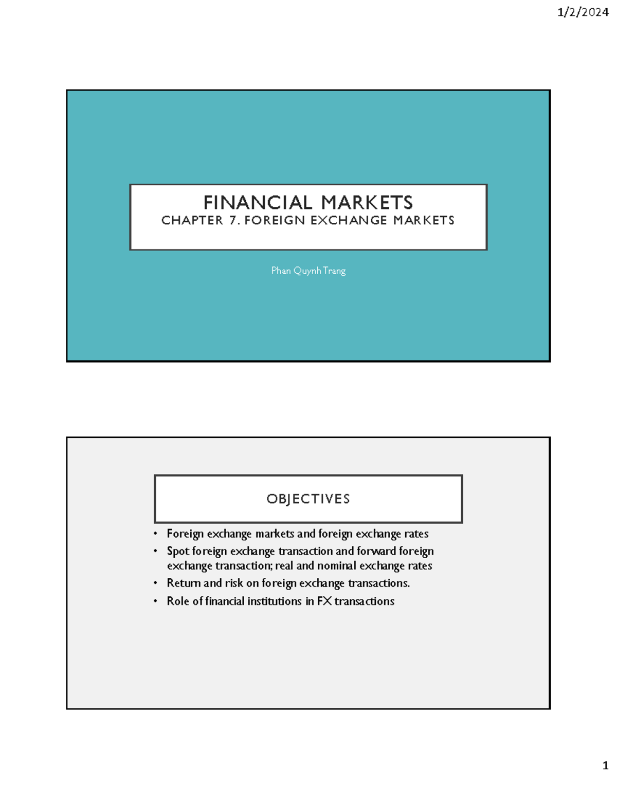 LMS FM Chapter 7: Foreign Exchange Markets Overview - Studocu