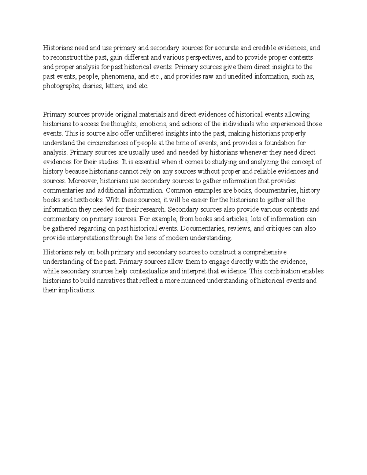 Historians' Use of Primary & Secondary Sources for Accurate Evidence ...
