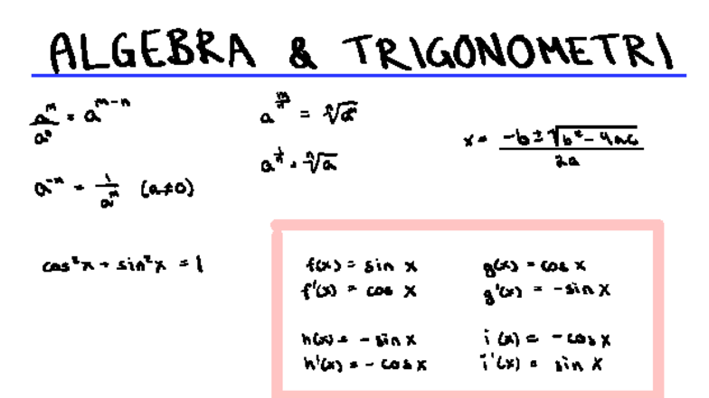 Formler MATH121 3 - Sammendrag av Algebra og Trigonometri - Studocu