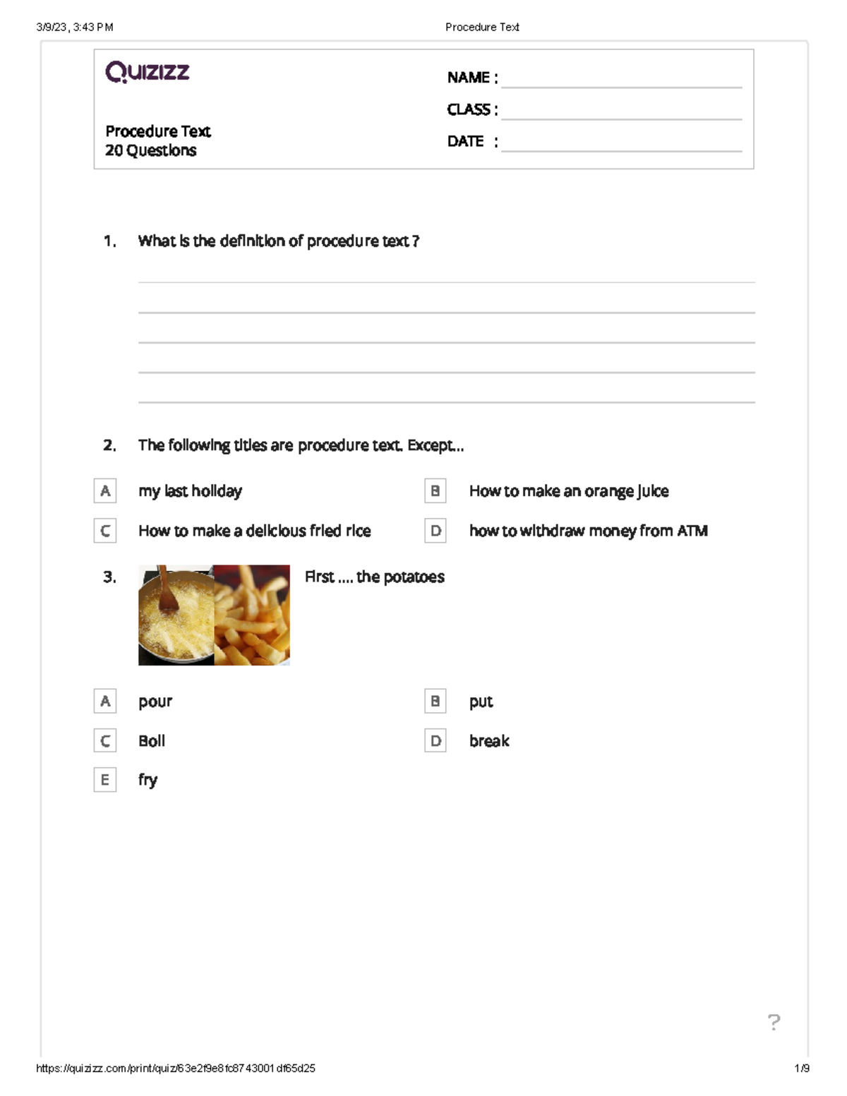 Procedure Text Practice Questions: Task 10 Review - Studocu