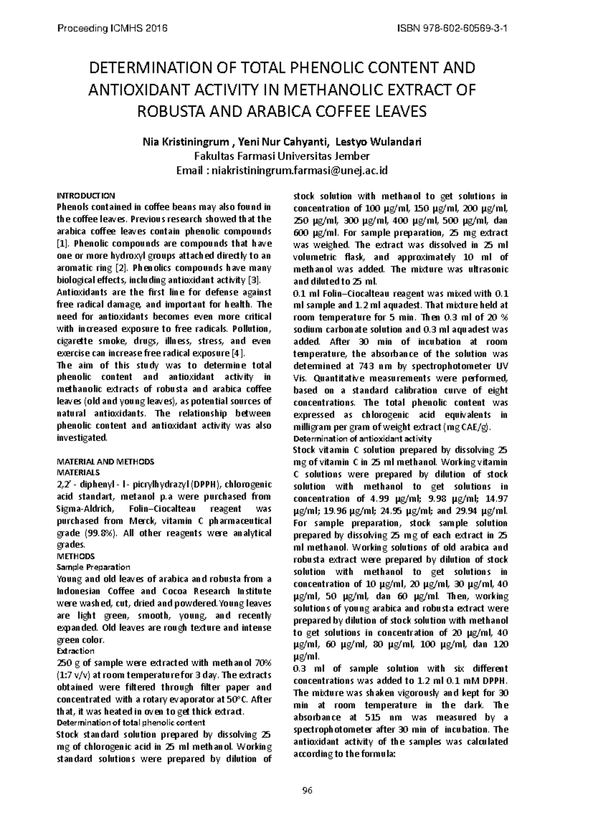 Determination OF Total Phenolic Content AND Antioxidant - DETERMINATION ...