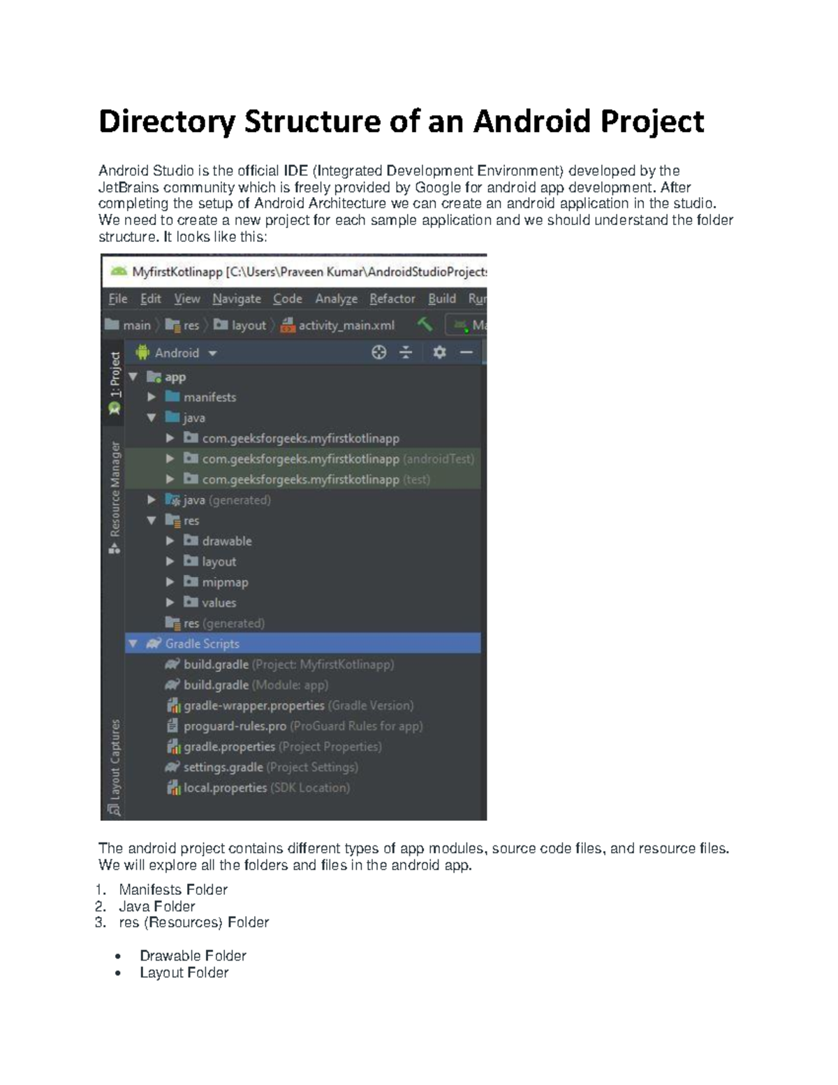 Directory Structure of an Android Project (AP 101) - Studocu