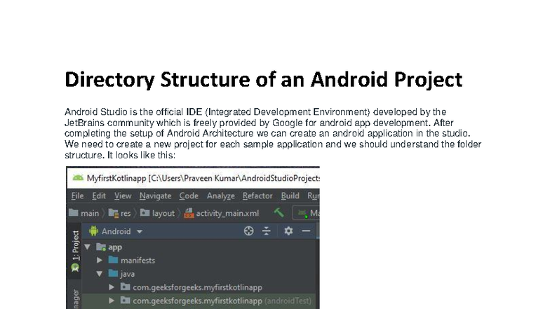 Directory Structure of an Android Project (AP 101) - Studocu
