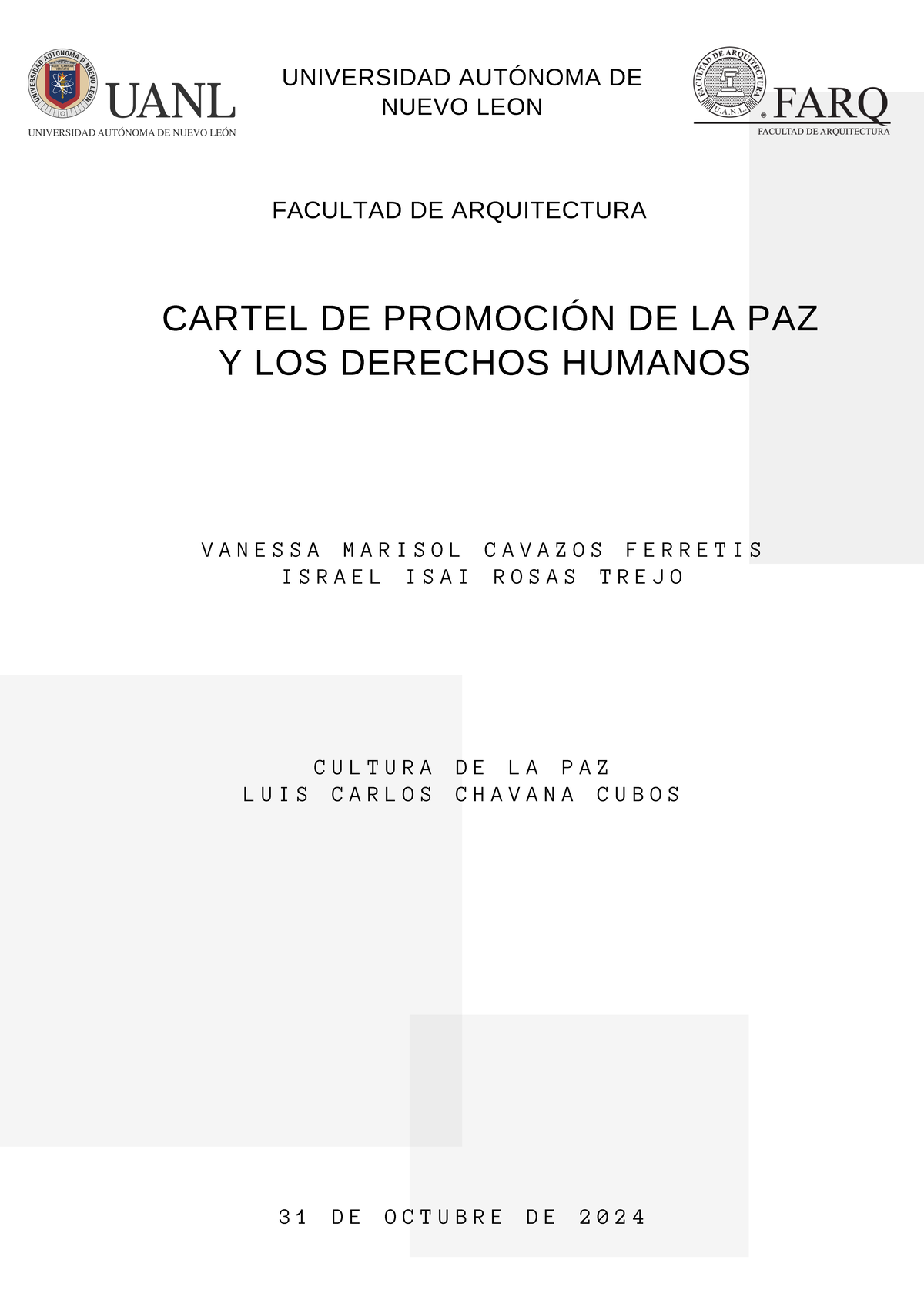 CARTEL DE PROMOCIÓN DE LA PAZ Y DERECHOS HUMANOS - UANL - Studocu