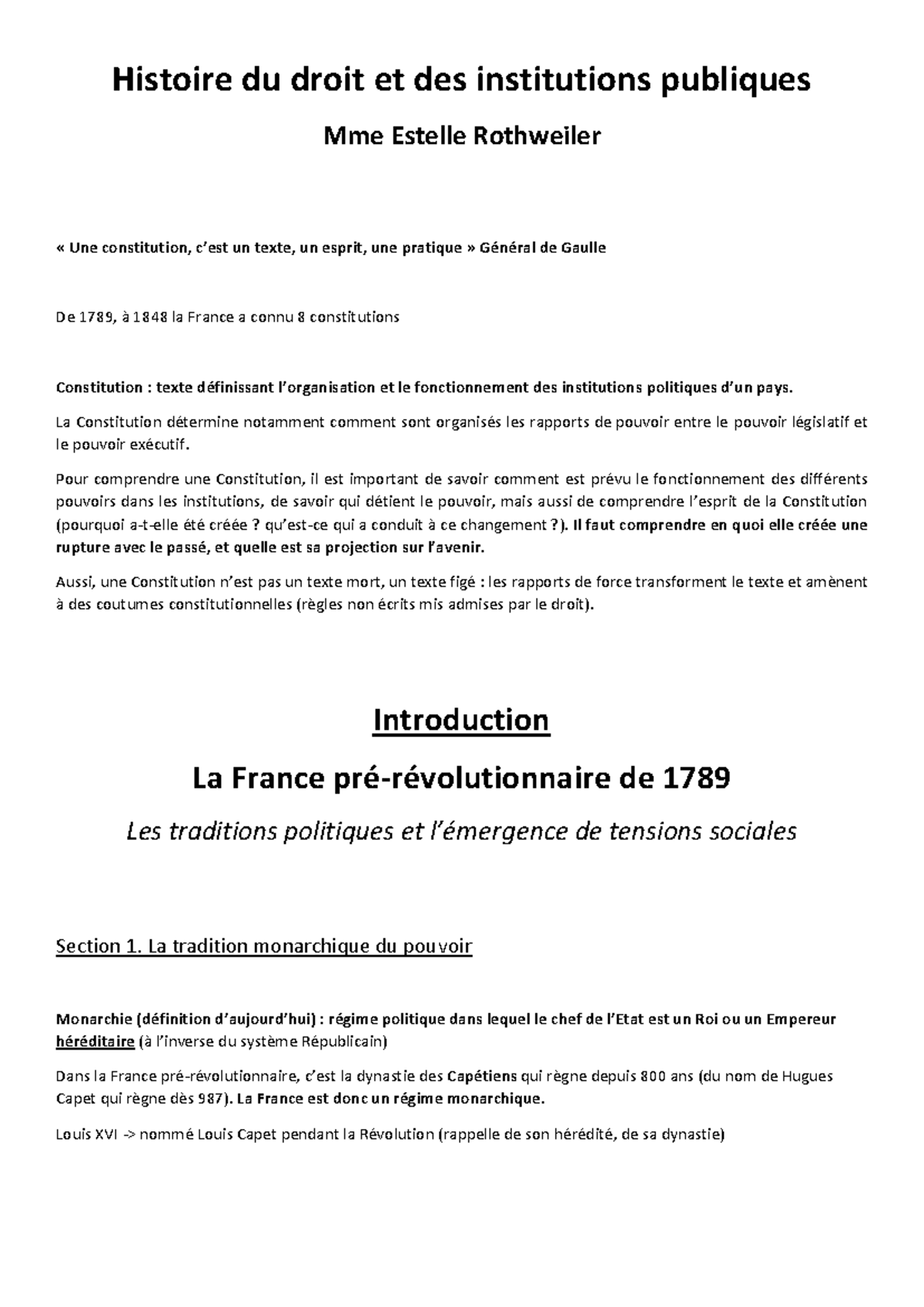 Histoire du Droit - Mme Estelle Rothweiler « Une constitution, c’est un ...