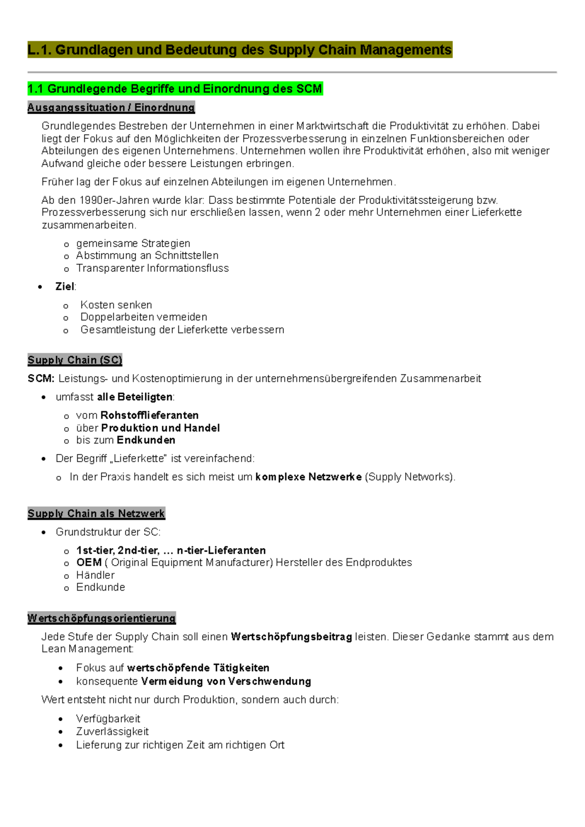 SCM - Grundlagen und Strategien im Supply Chain Management - Studocu