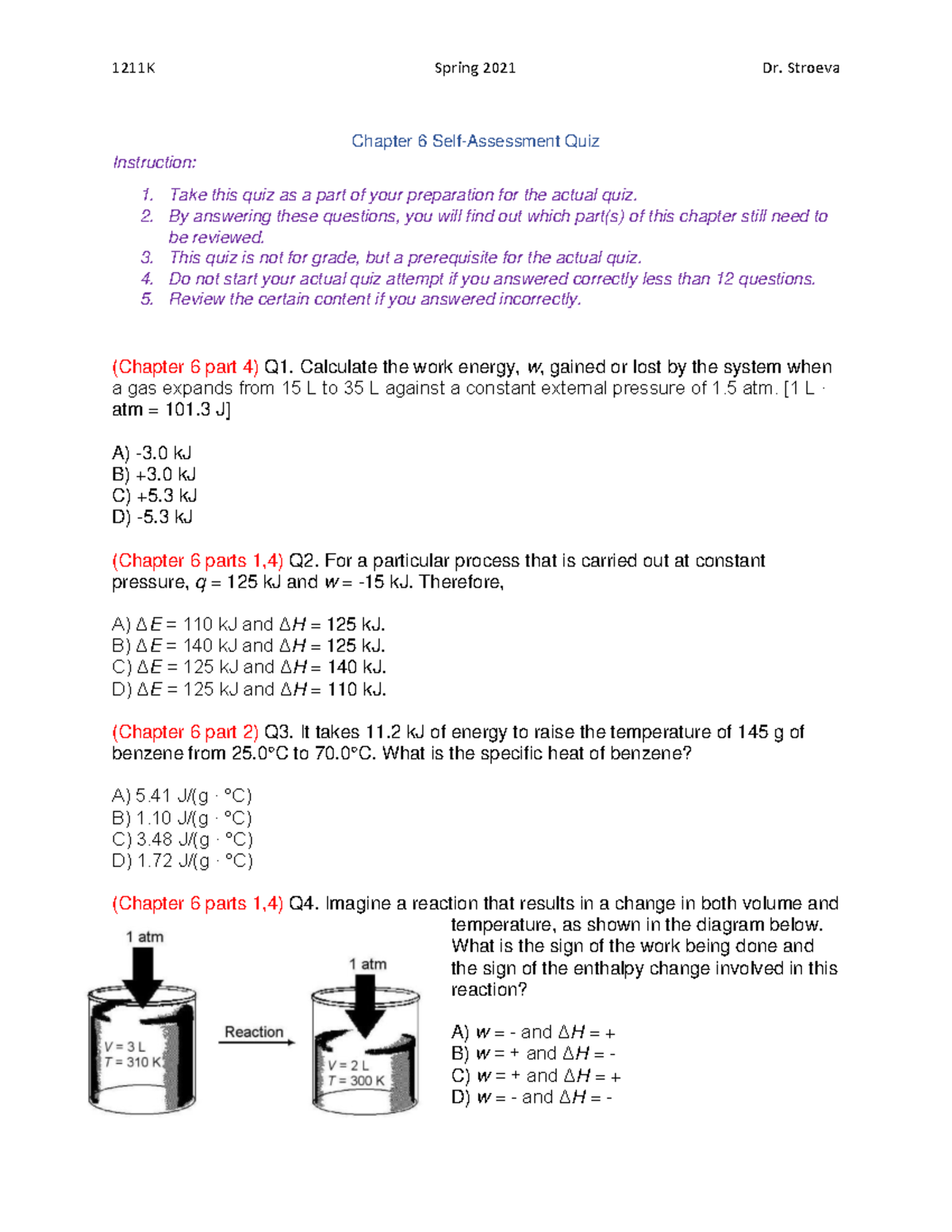 Chapter 6 Self-Assessment Quiz: Practice Questions and Solutions - Studocu