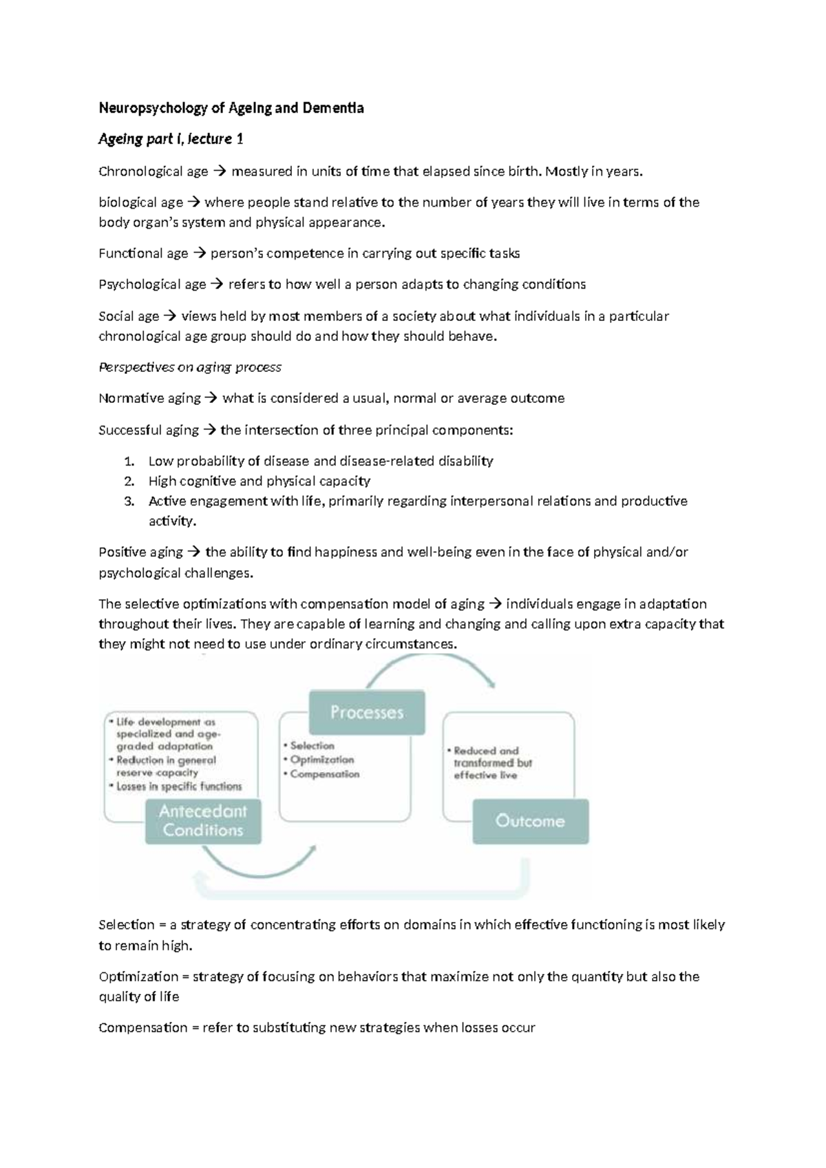 Neuropsychology of Ageing and Dementia: College 1-3 Lecture Notes ...