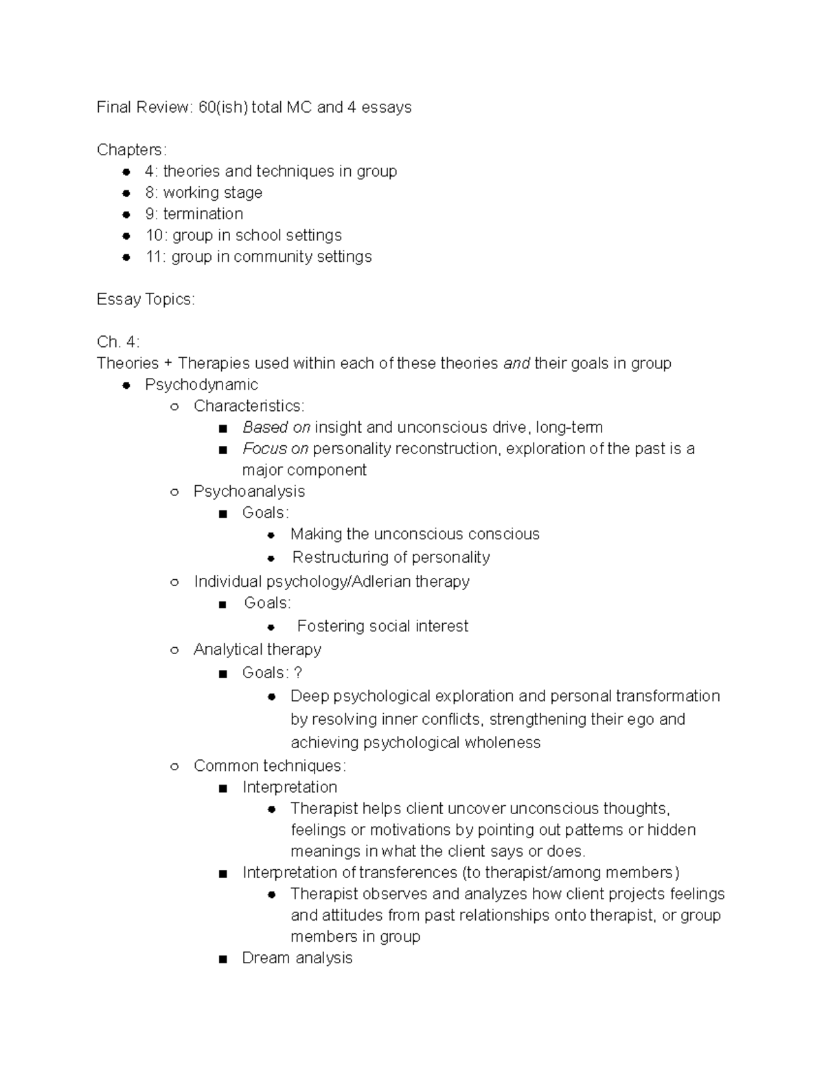 COUN 614: Comprehensive Final Study Guide on Group Theories ...