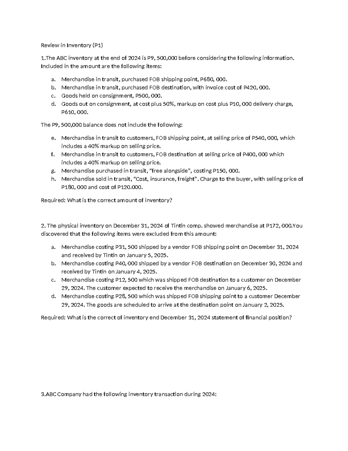 Inventory-wo - :> i need to open a document - Review in Inventory (P1 ...