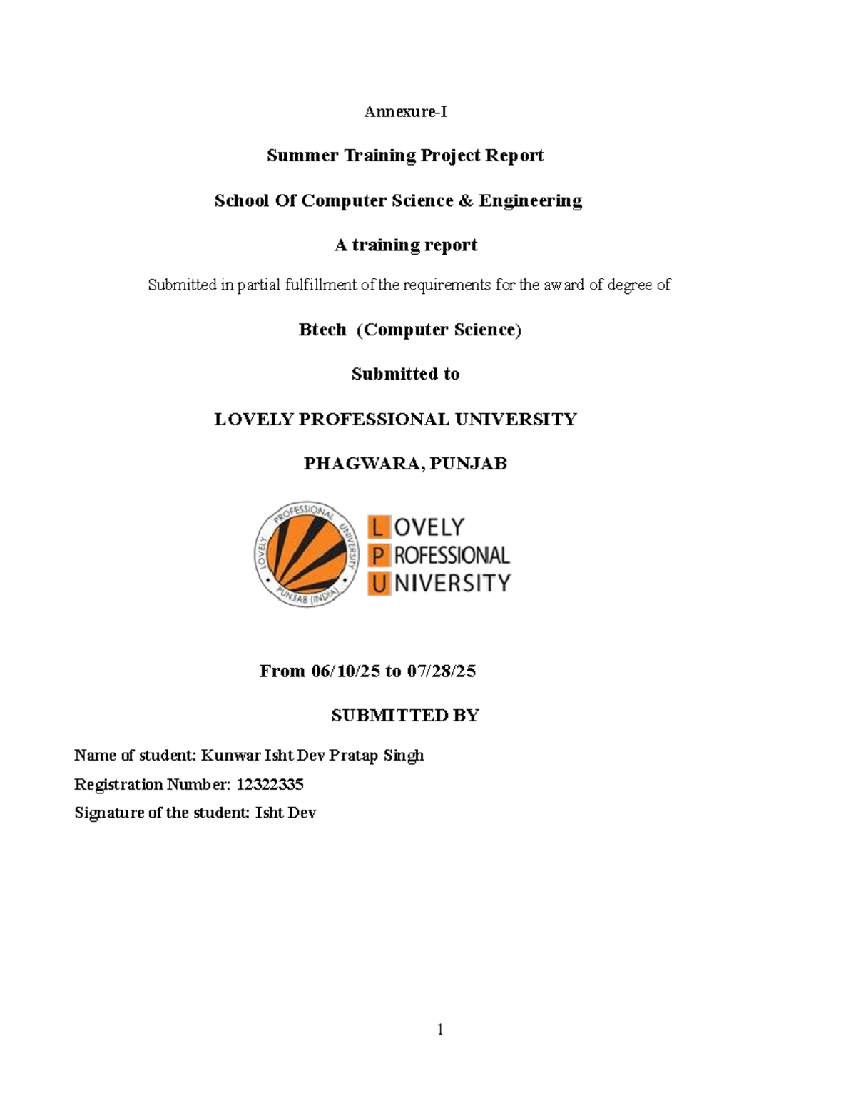 Summer Training Project Report: DSA with Python for BTech CSE - Studocu