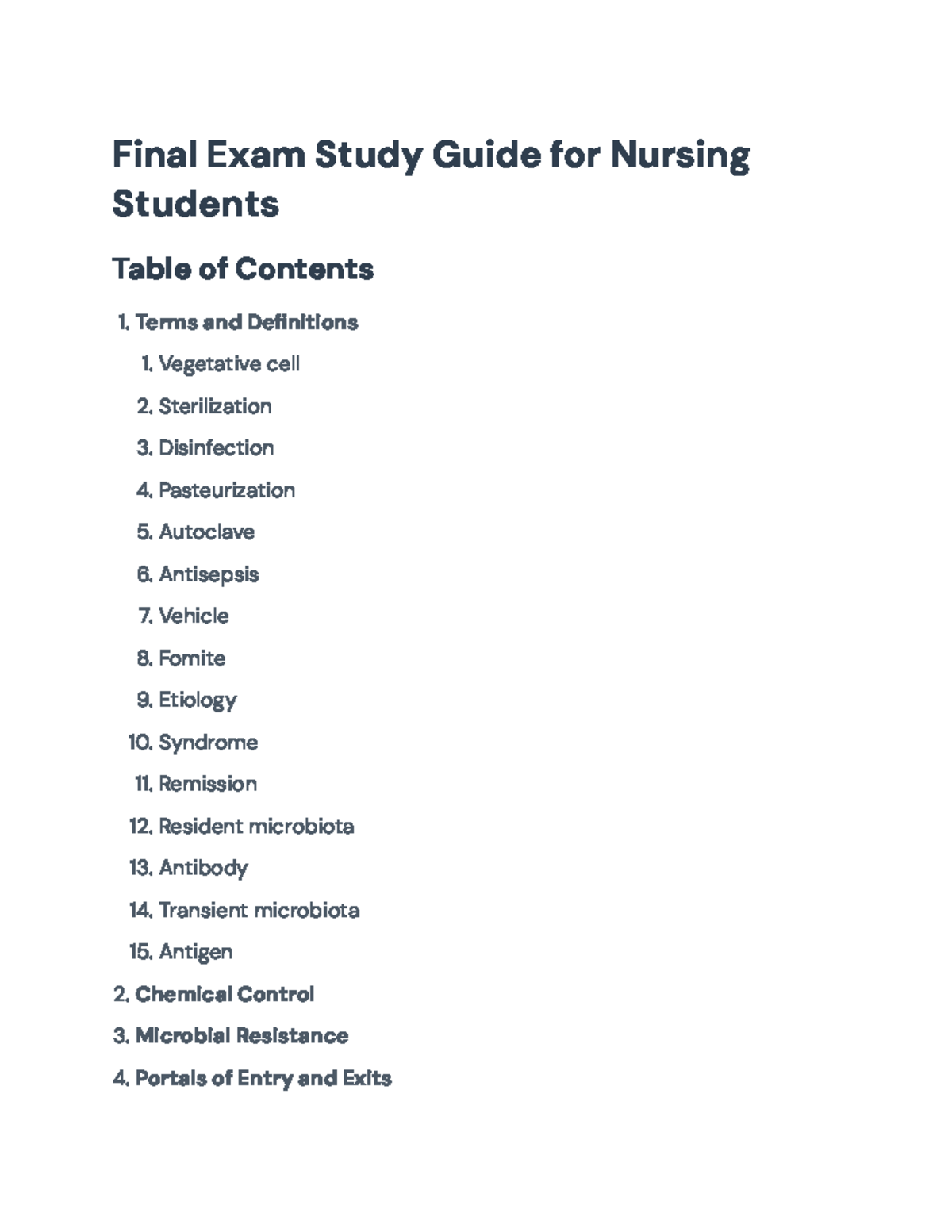 Final Exam Study Guide: Key Concepts in Nursing (NURS 101) - Studocu