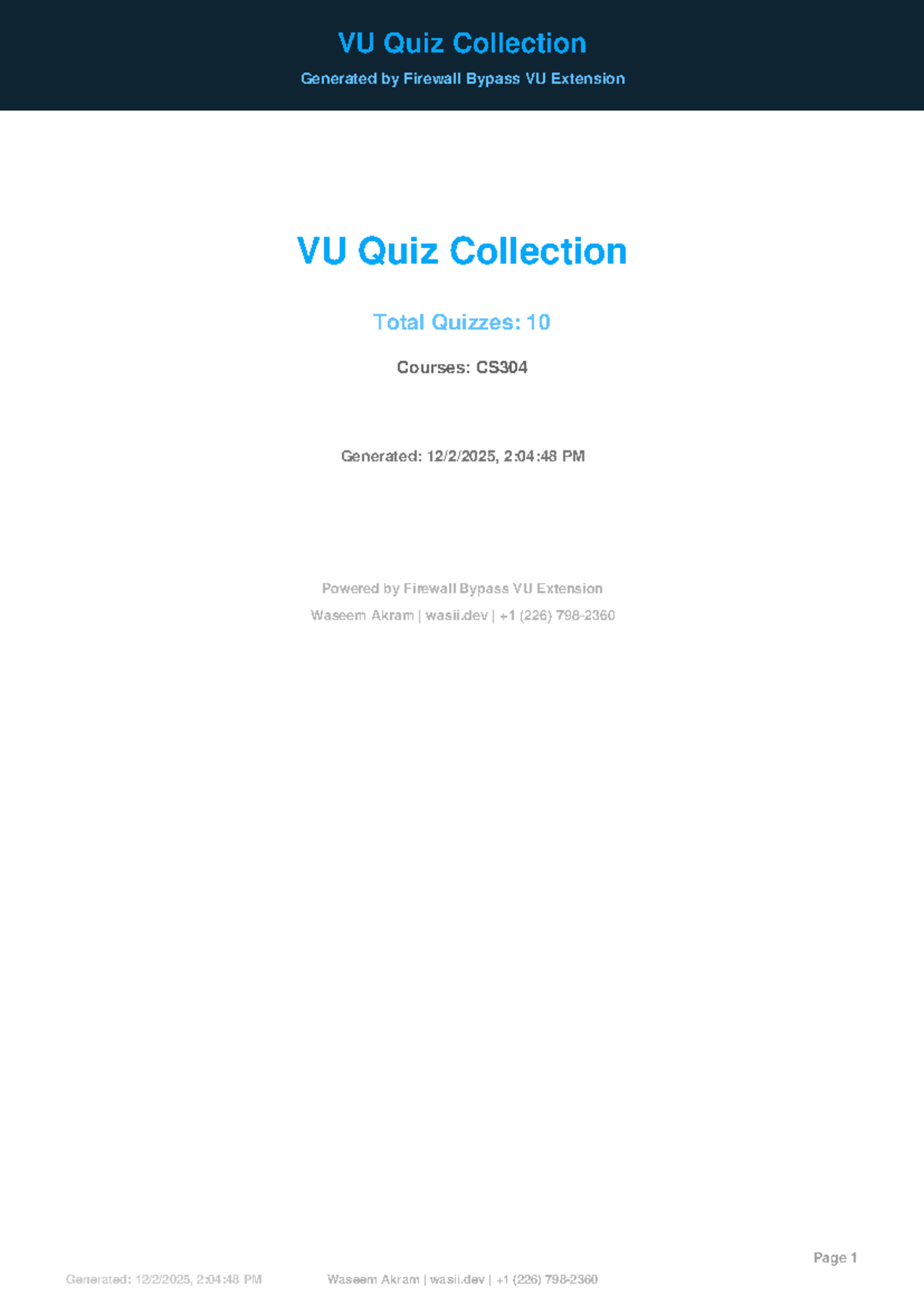 CS304 Quiz Collection: Object Oriented Programming (Practical) - Studocu