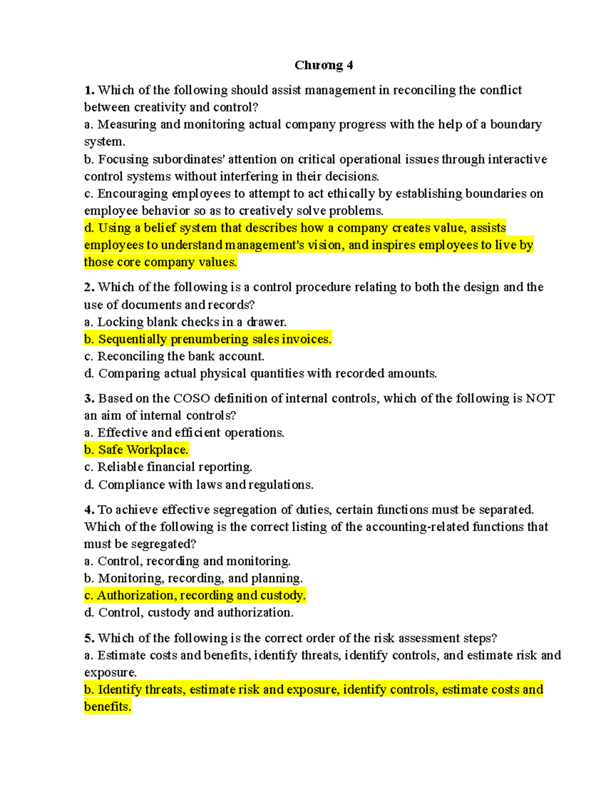 AIS 3,4 - Chapter 3 & 4 Study Notes on Internal Controls and REA Models ...