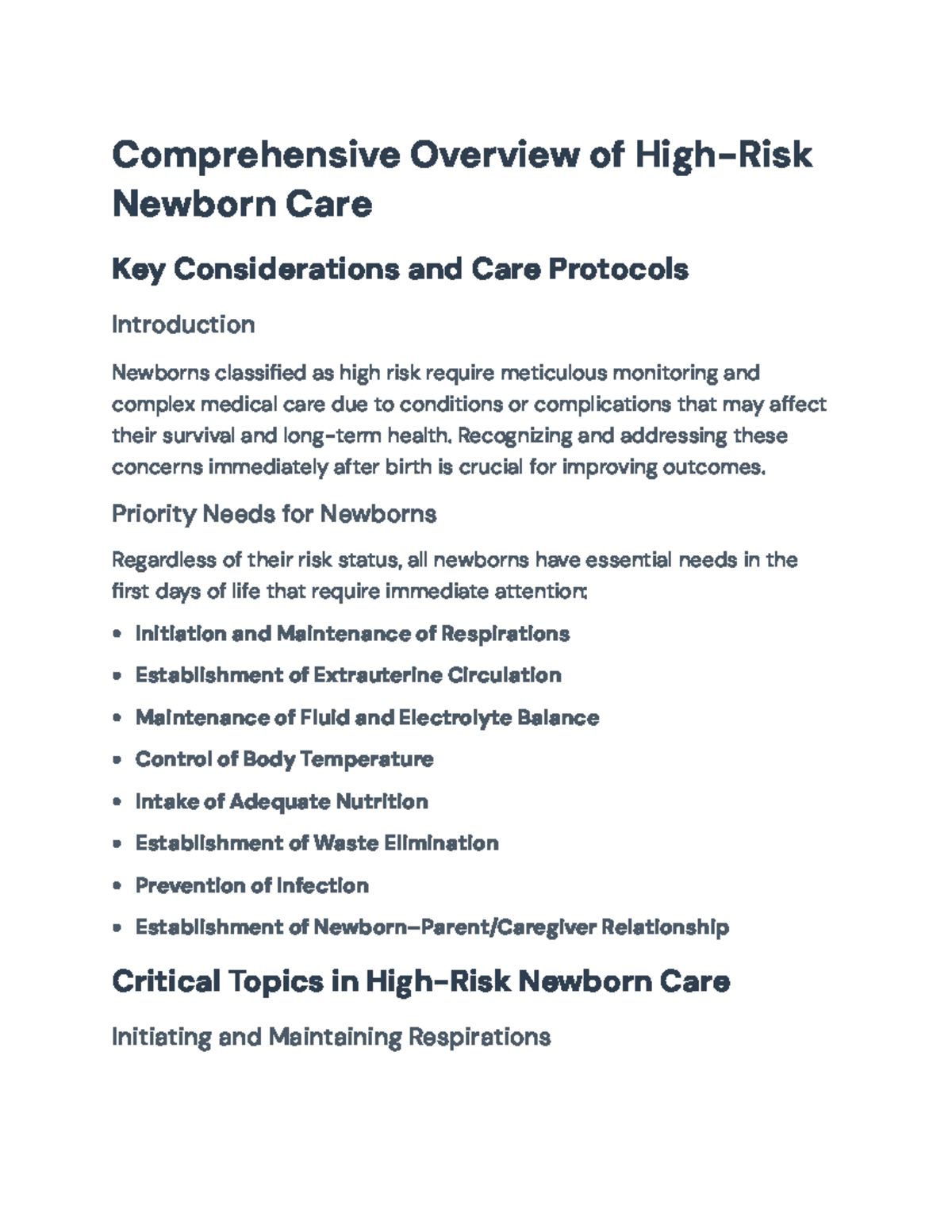 Comprehensive Guide to High-Risk Newborn Care Protocols - Comprehensive ...