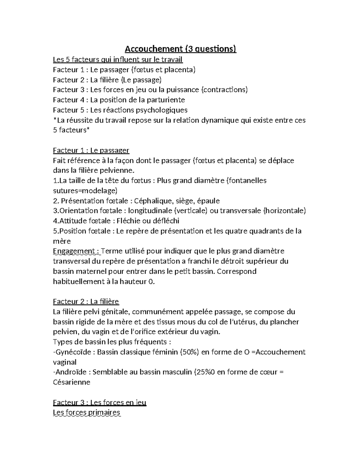 Synthèse des Soins Infirmiers en Accouchement (INF4) - Studocu