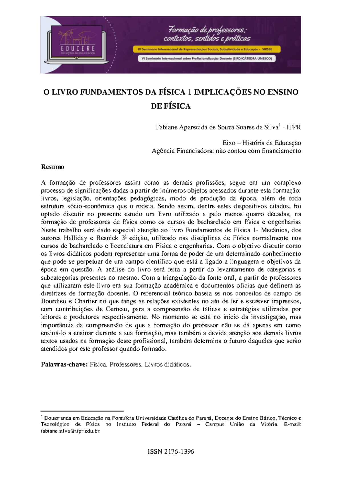 Artigo: Fundamentos da Física 1 e Suas Implicações no Ensino de Física ...