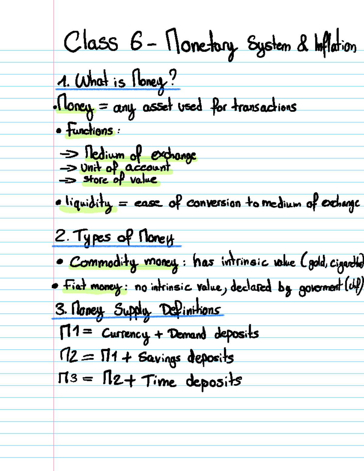 Class 6 Monetary System Overview: Inflation and Money Functions - Studocu