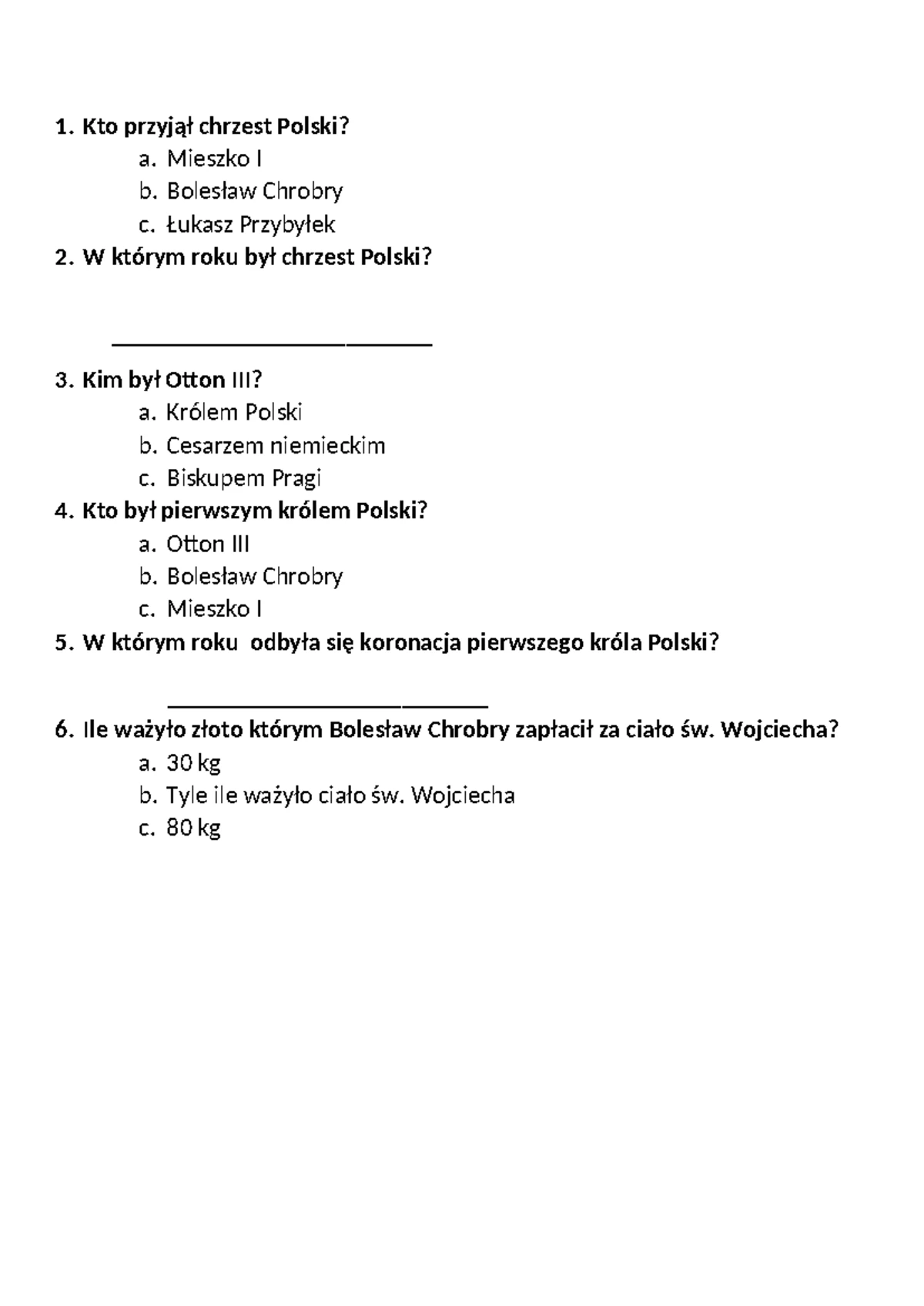 Wczoraj I Dziś 4 Sprawdzian Rozdział 2 Olympic www.studocu.com