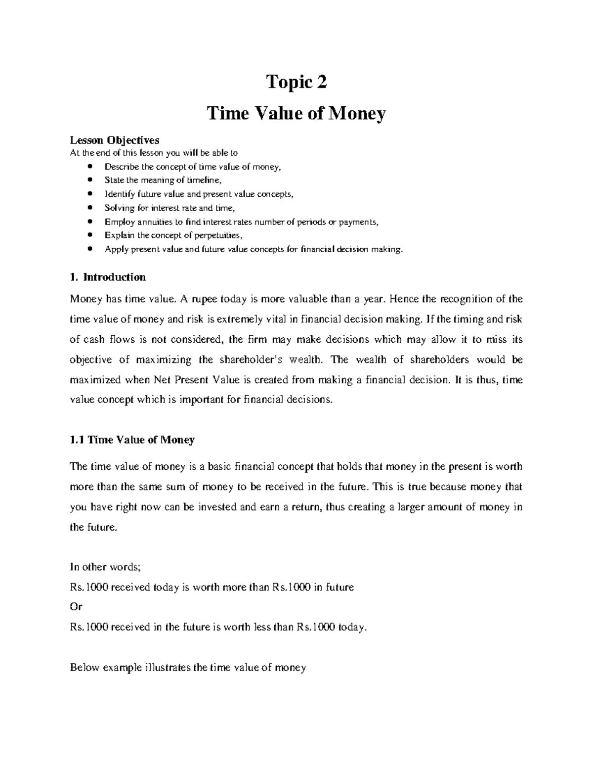 TVM 101: Lecture Notes on Time Value of Money Concepts - Studocu
